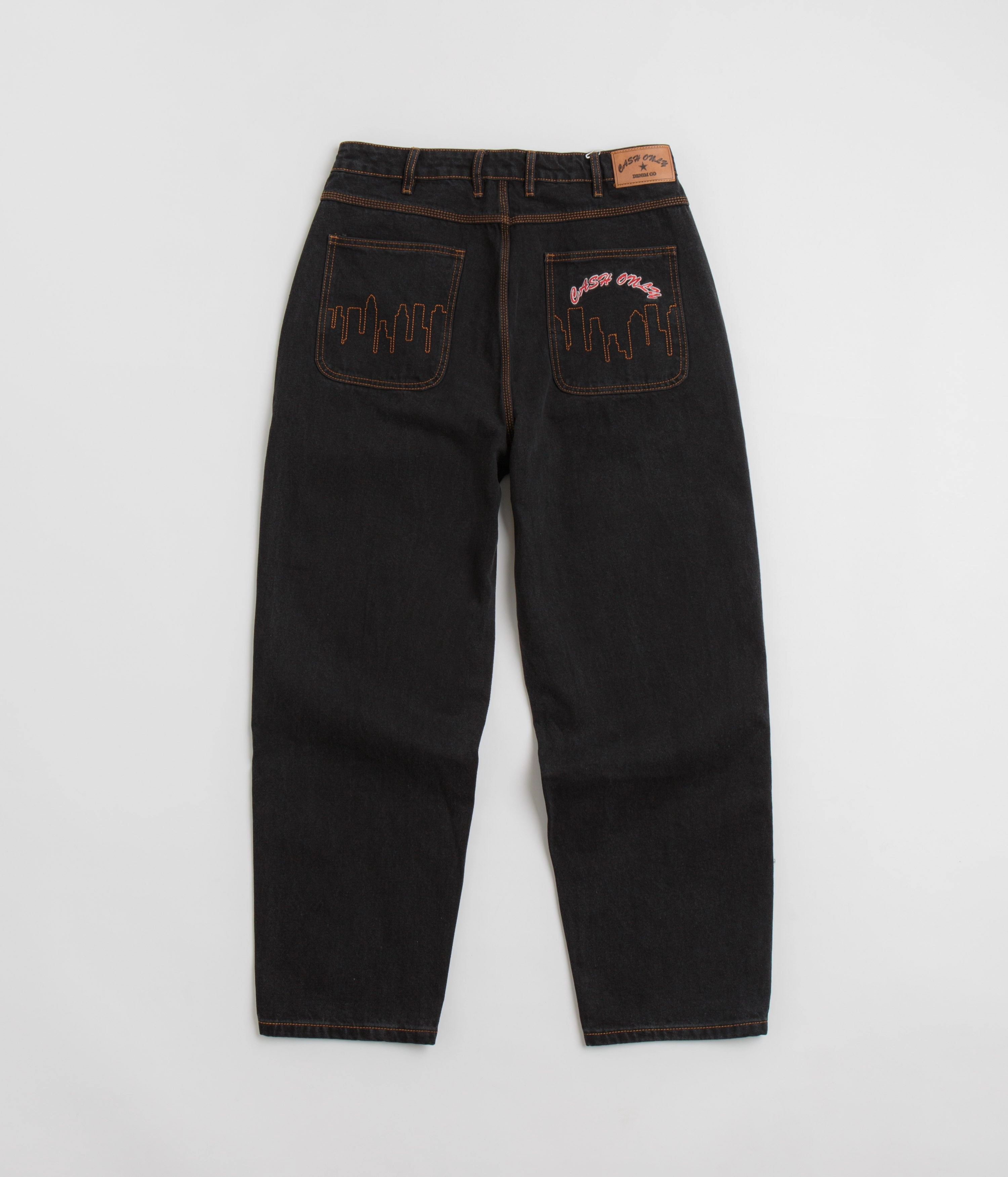 Active Lifestyle Modern Fit Cash Only Logo Baggy Jeans - Washed Black / Black