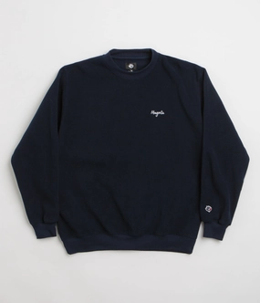Magenta Script Crewneck Sweatshirt - Navy Classic Comfort Chilly Weather Knit