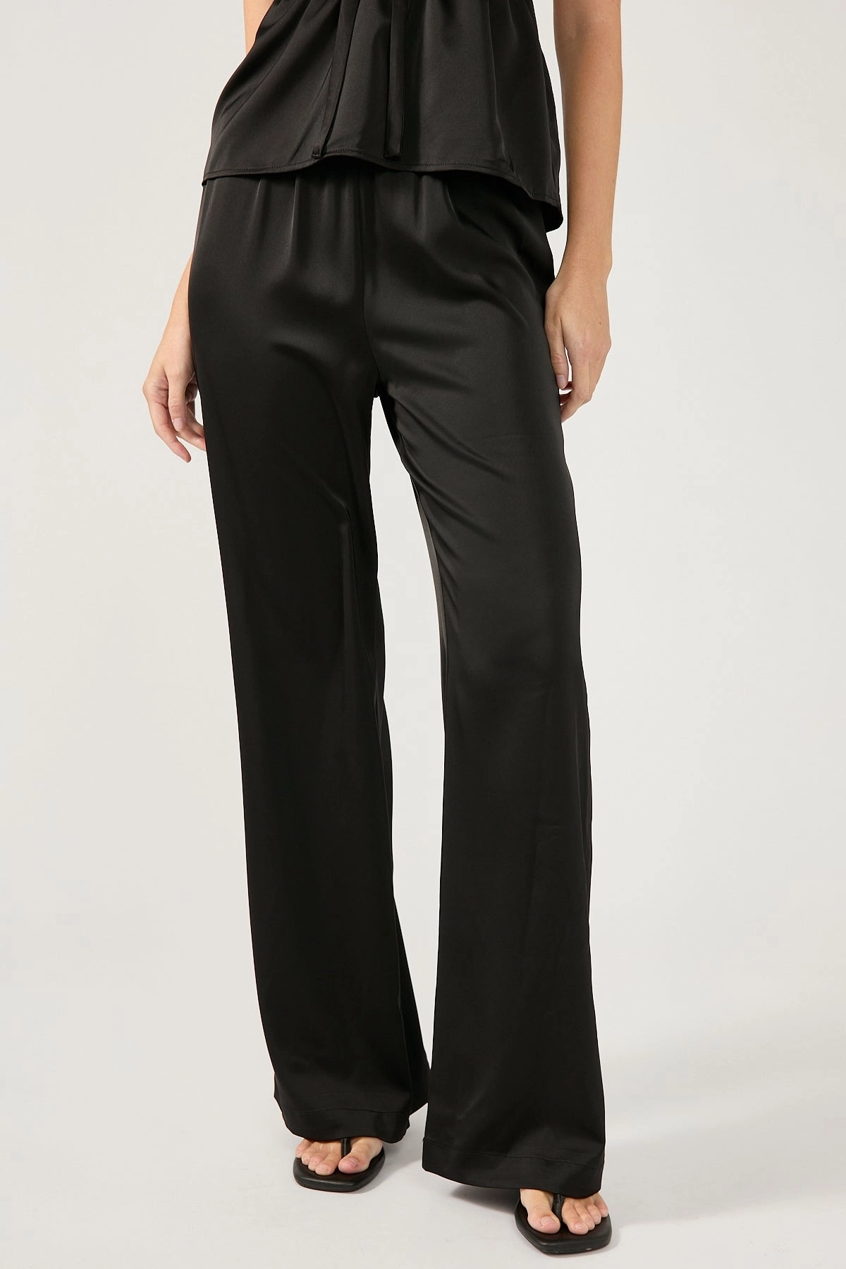 Perfect Stranger Glossy Elastic Waist Pant Black Quick Drying Multi-Purpose Wear
