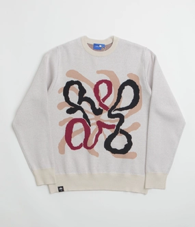 Cozy Knit Fit Helas Spirit Knit Crewneck Sweatshirt - Off White