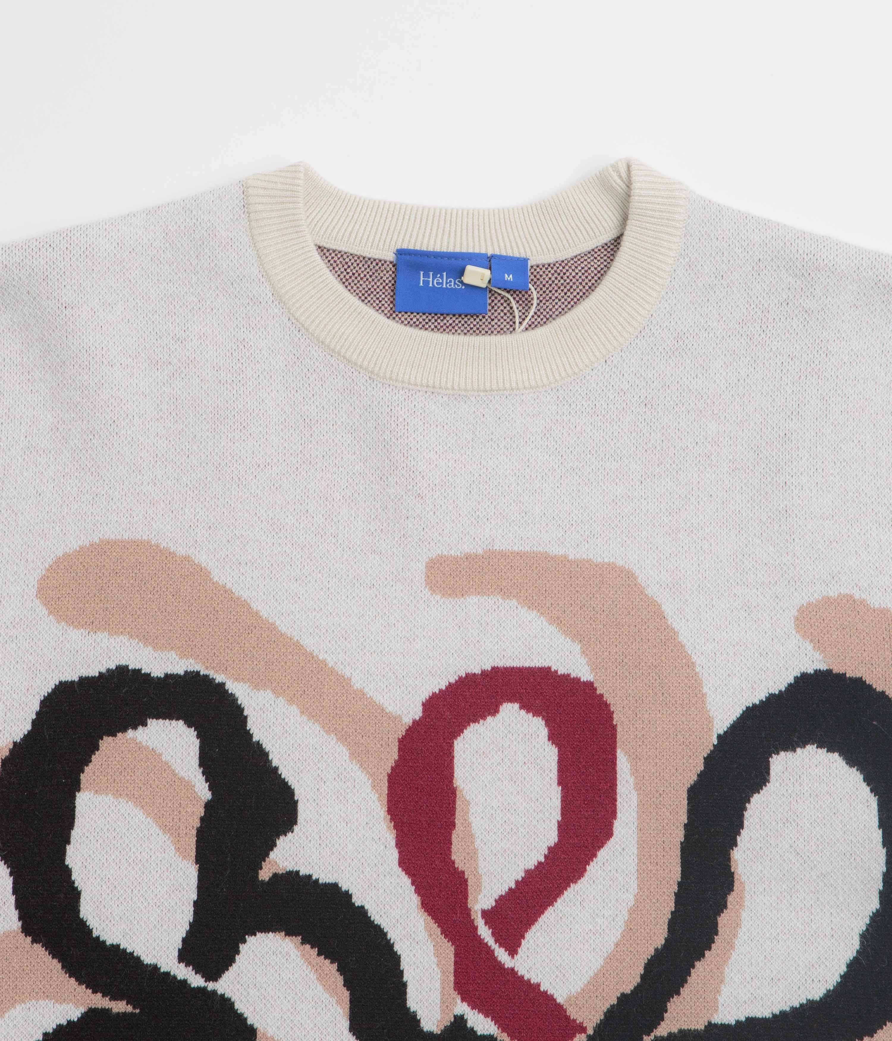 Helas Spirit Knit Crewneck Sweatshirt - Off White Casual Knit Style Plush Inner Lining