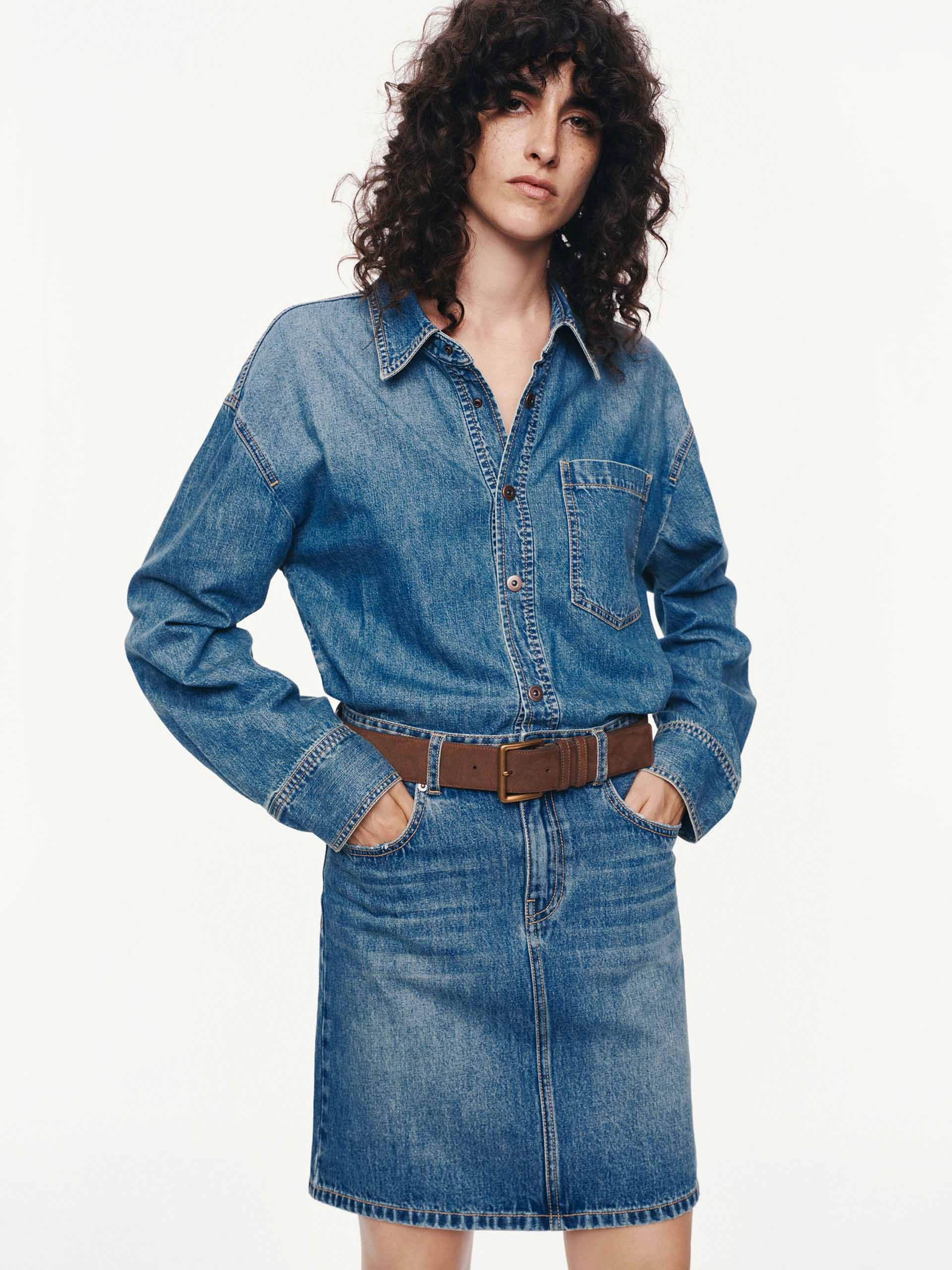 Layered Texture loose silhouette Pure Cotton Denim Dress
