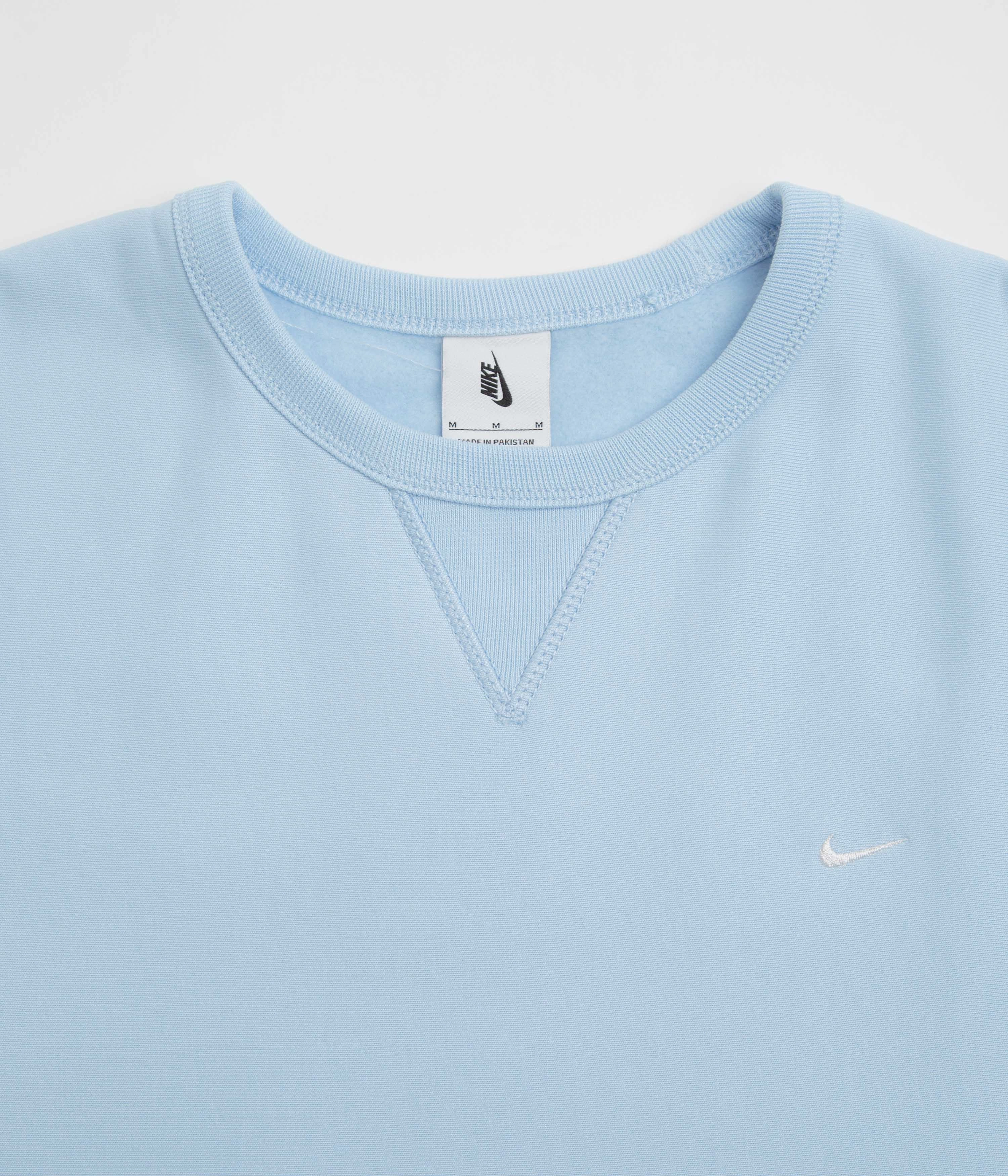 Nike Solo Swoosh Crewneck Sweatshirt - Celestine Blue / White Essential Knit
