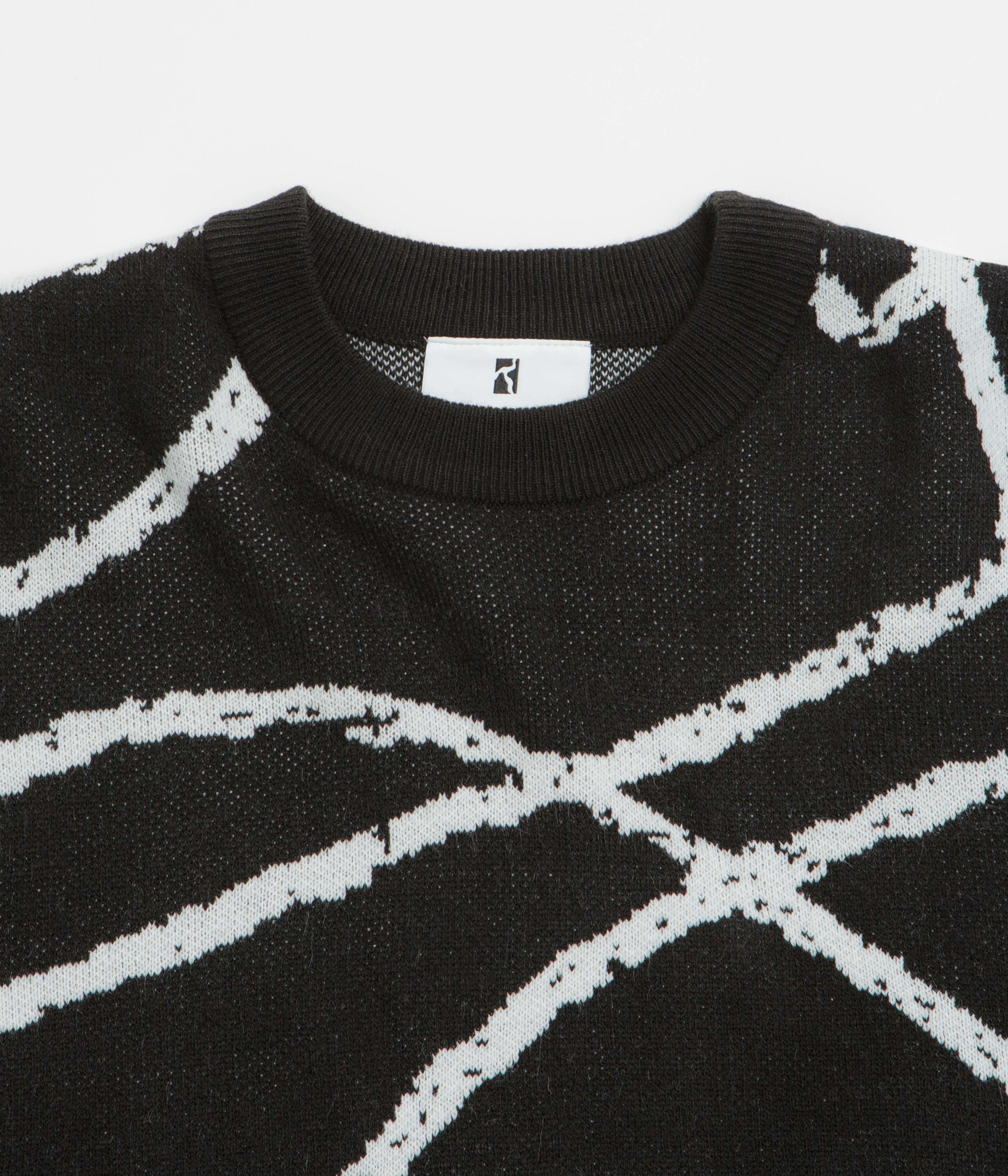 Poetic Collective Doodle Jacquard Knitted Crewneck Sweatshirt - Black Temperature Regulating Fabric