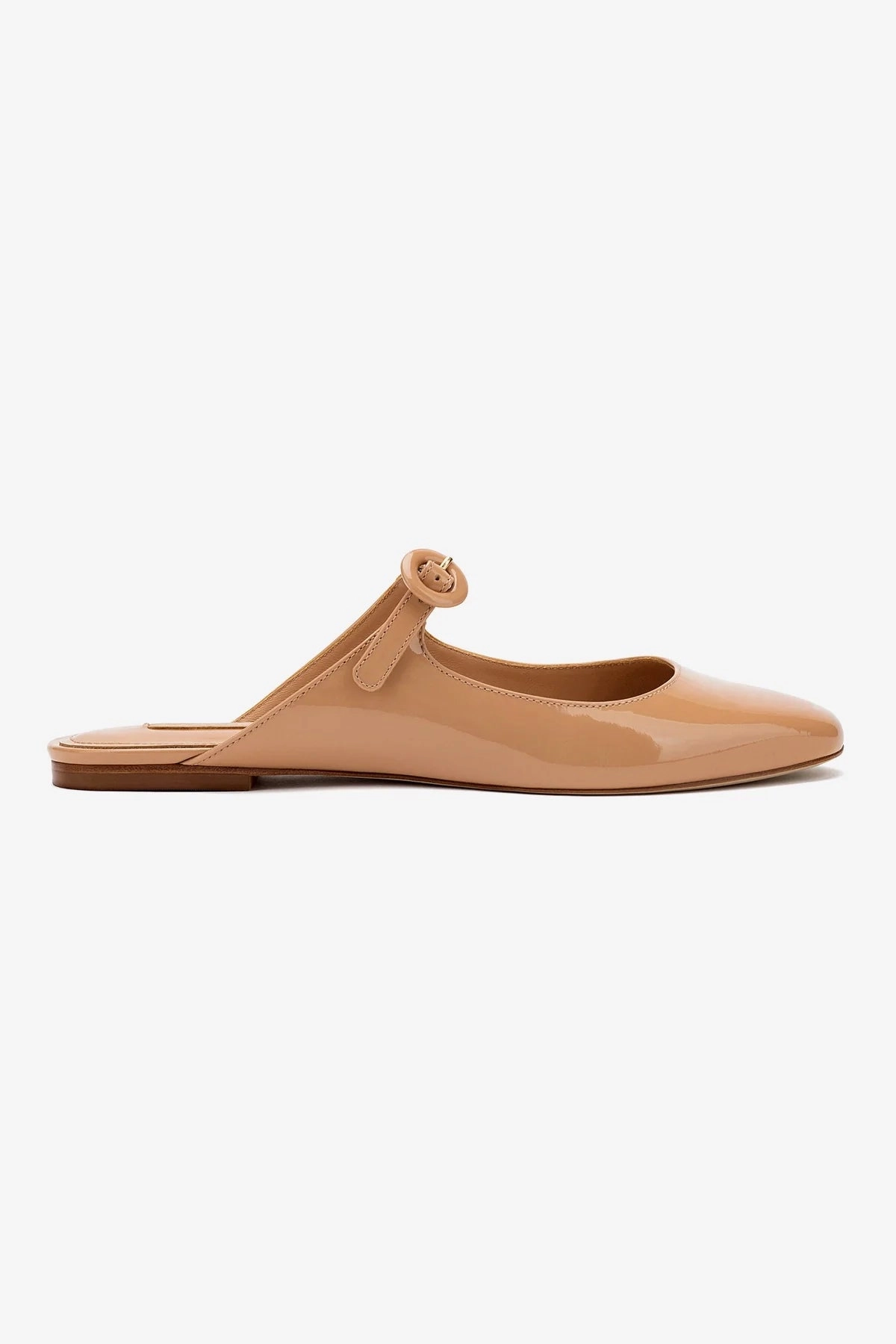 Ferry Step Blair Flat Mule In Tan Patent Leather