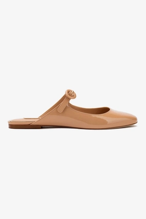 Blair Flat Mule In Tan Patent Leather Casual Shoes All-Purpose Footwear