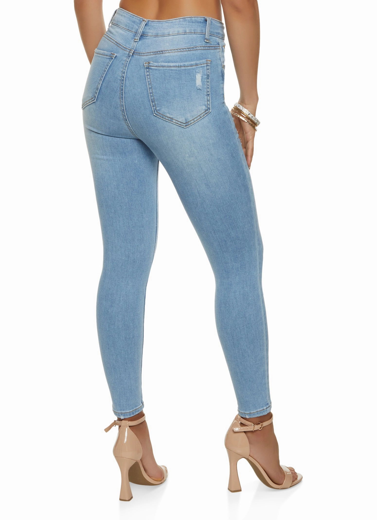 WAX Basic Distressed High Waist Skinny Jeans Eco Friendly Dye Process Home Comfort Bold Look Sunny Vibes