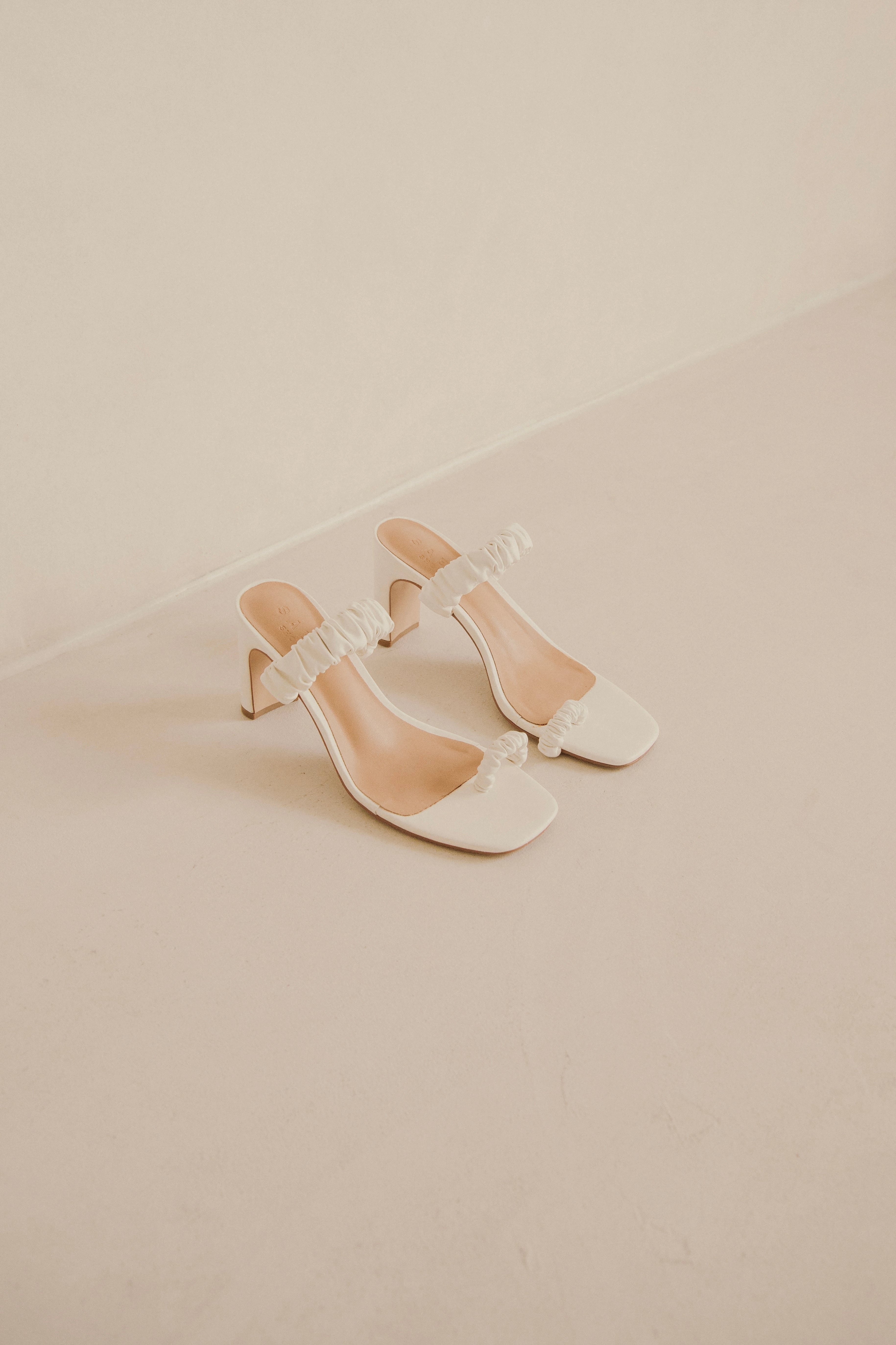 Catalina Heels - White Open Toe Heels