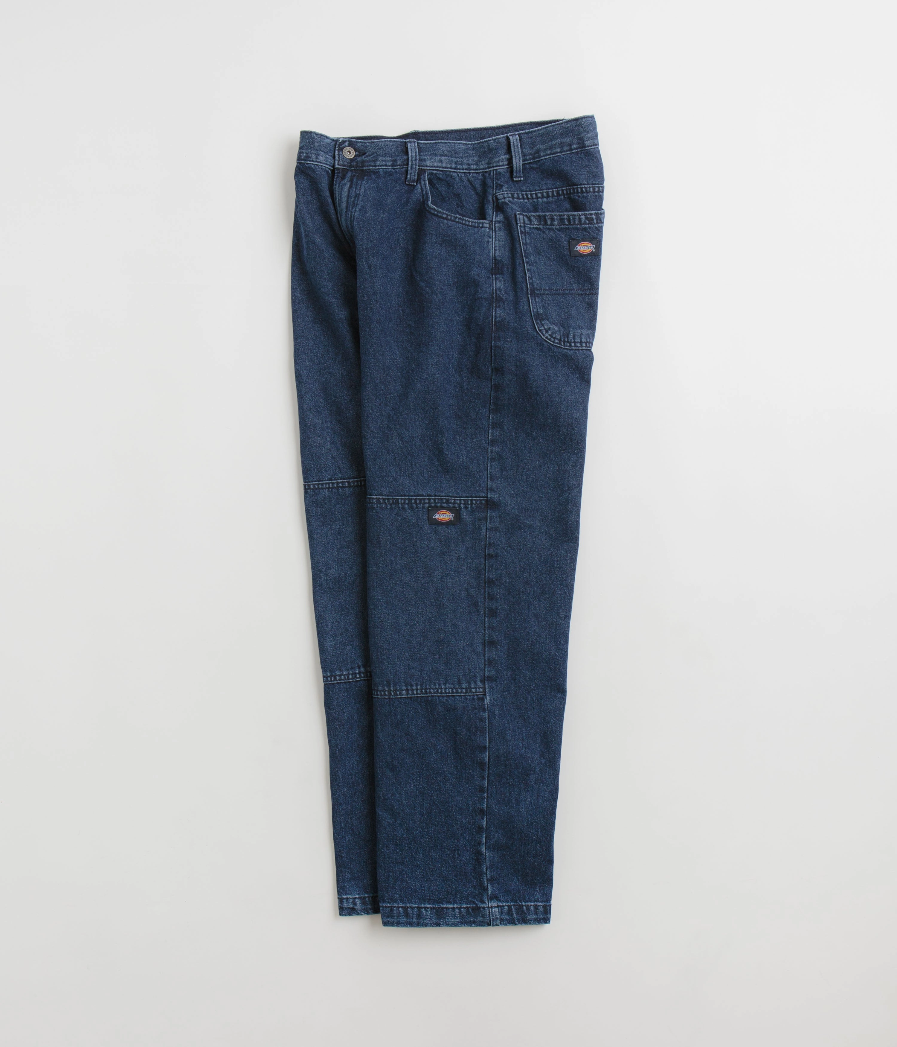 Anti Snag Fabric Dickies Double Knee Jeans - Stonewashed Indigo Blue