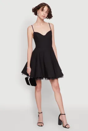Work Fitwear Elegant Tulle Lined Lace Detailed Bustier Skater Dress