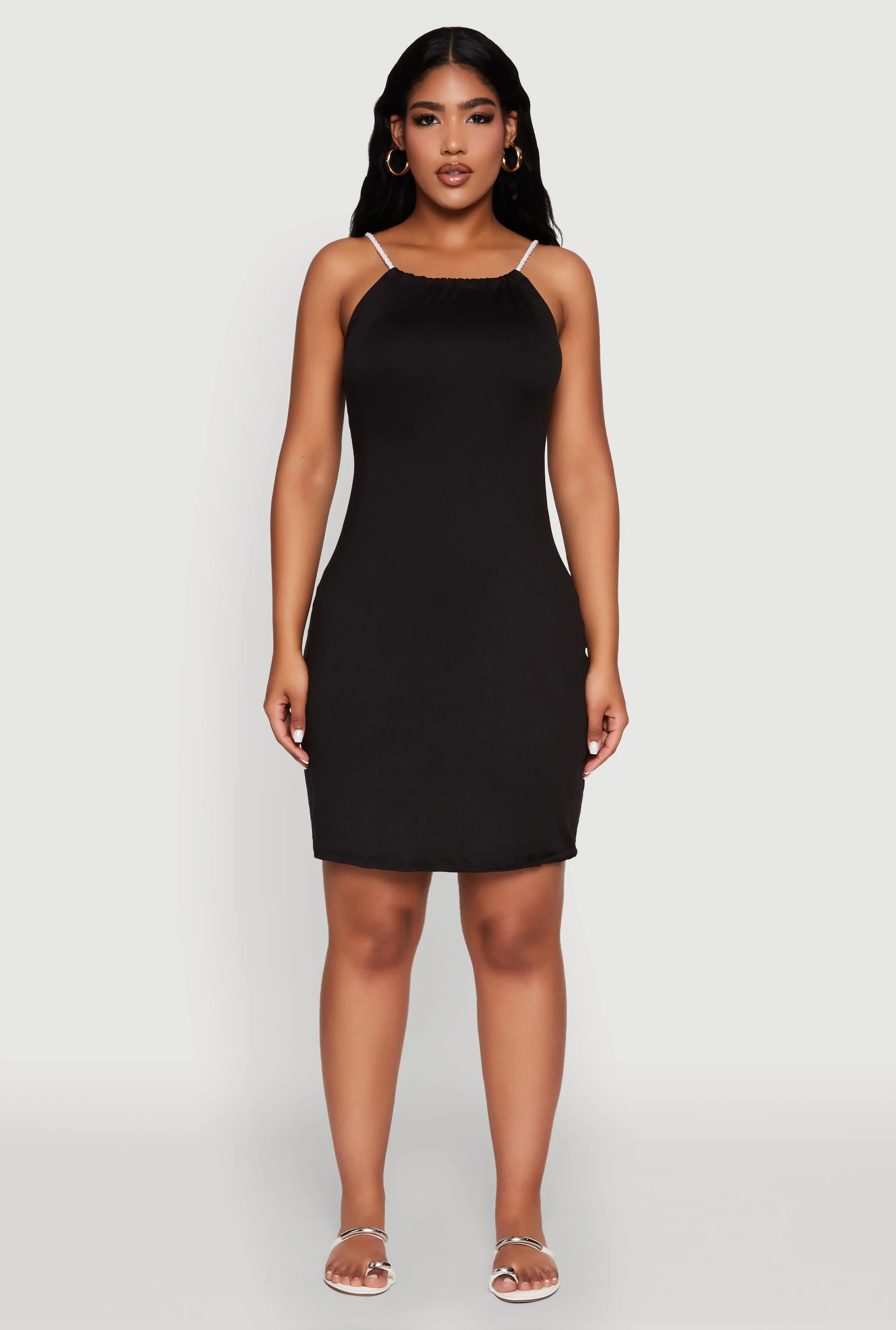 Fit For All Almost Famous Rope Strap Mini Dress