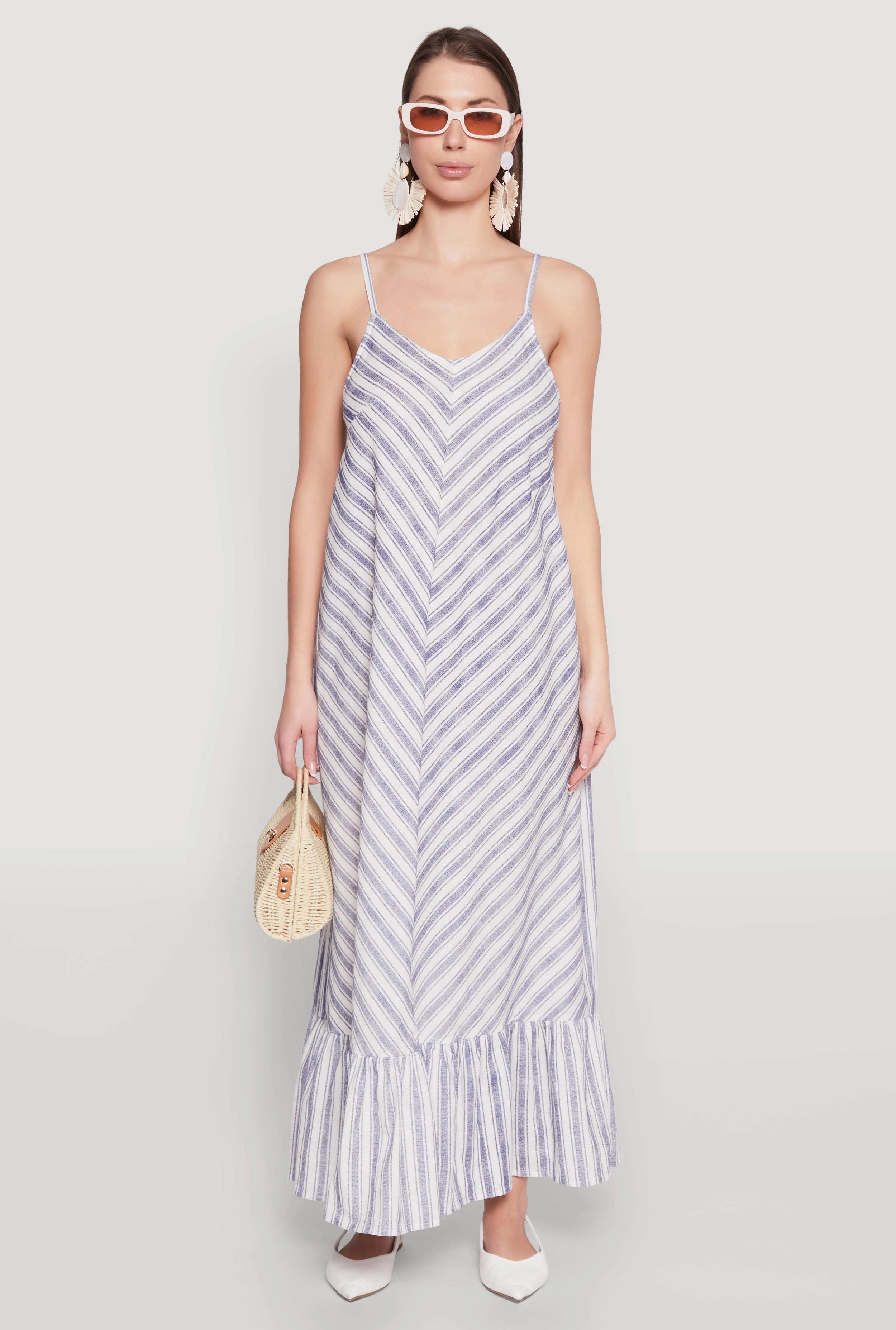 Texture Flow Chevron Print Maxi Dress