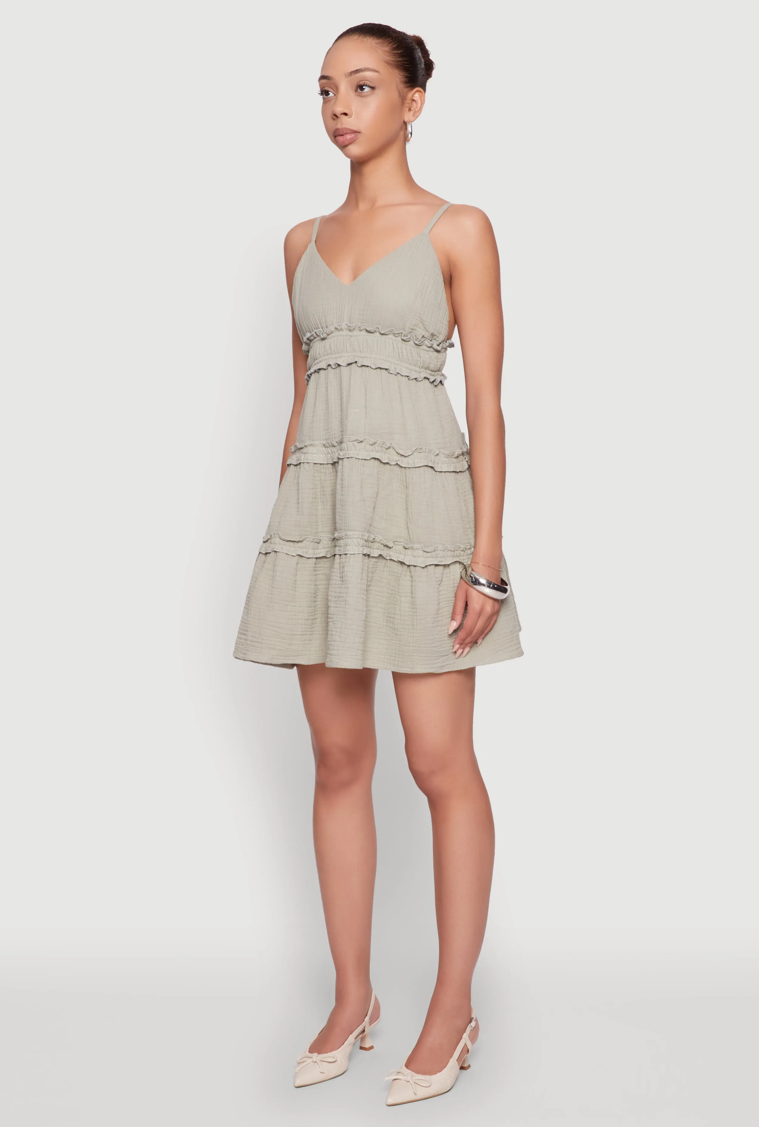 Fall Ready Chic Gauze Knit Sleeveless Tiered Dress