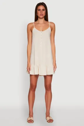 Chic Linen Cami Dress with Flounce Hem and Tie Back Contemporary Look