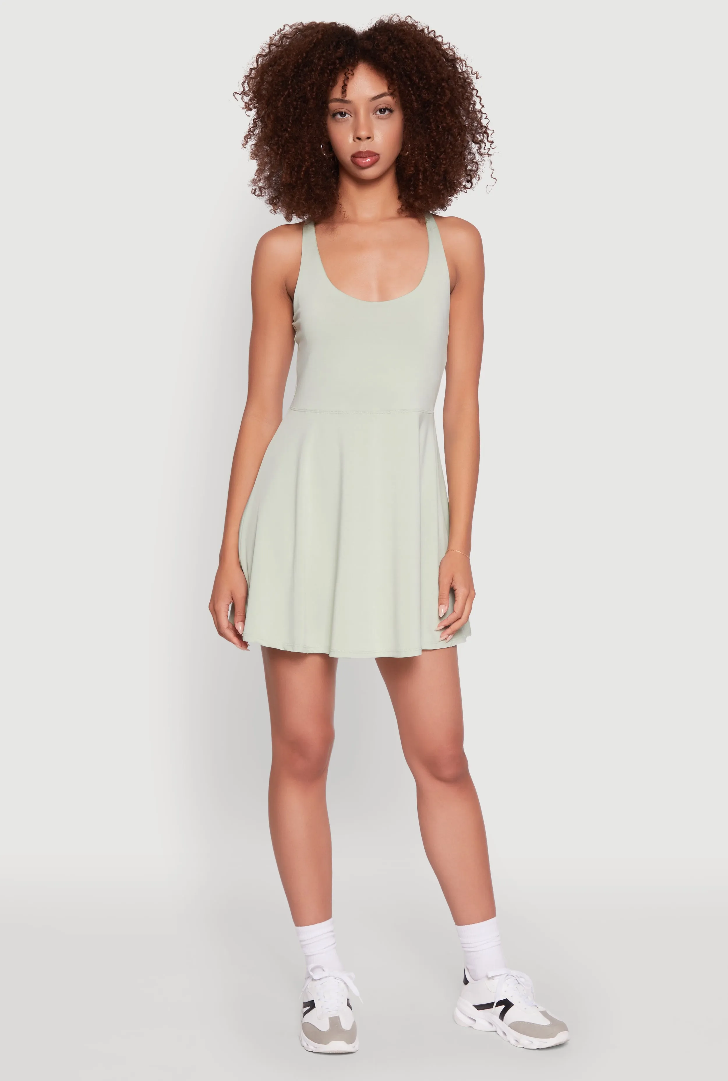 Trendy Criss Cross Back Scoop Neck Tennis Dress Blue Sky Chill Base
