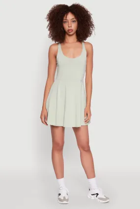 Trendy Criss Cross Back Scoop Neck Tennis Dress Blue Sky Chill Base