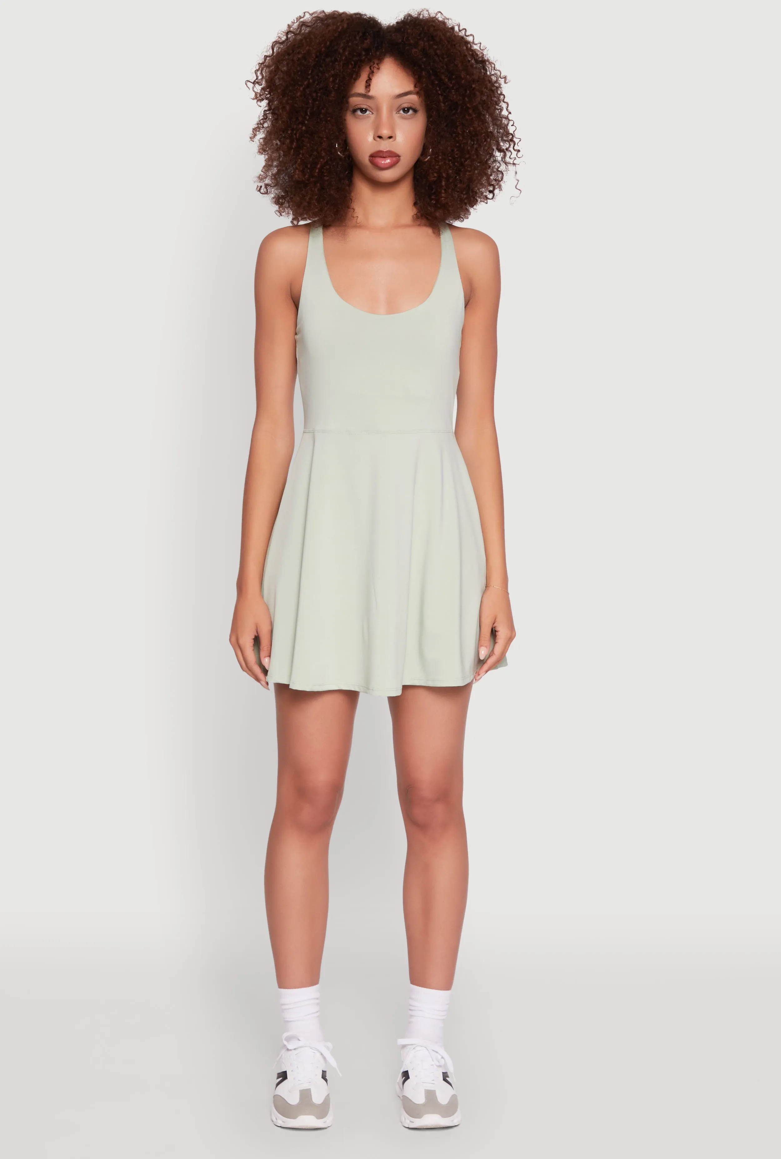 soft elegance Trendy Criss Cross Back Scoop Neck Tennis Dress