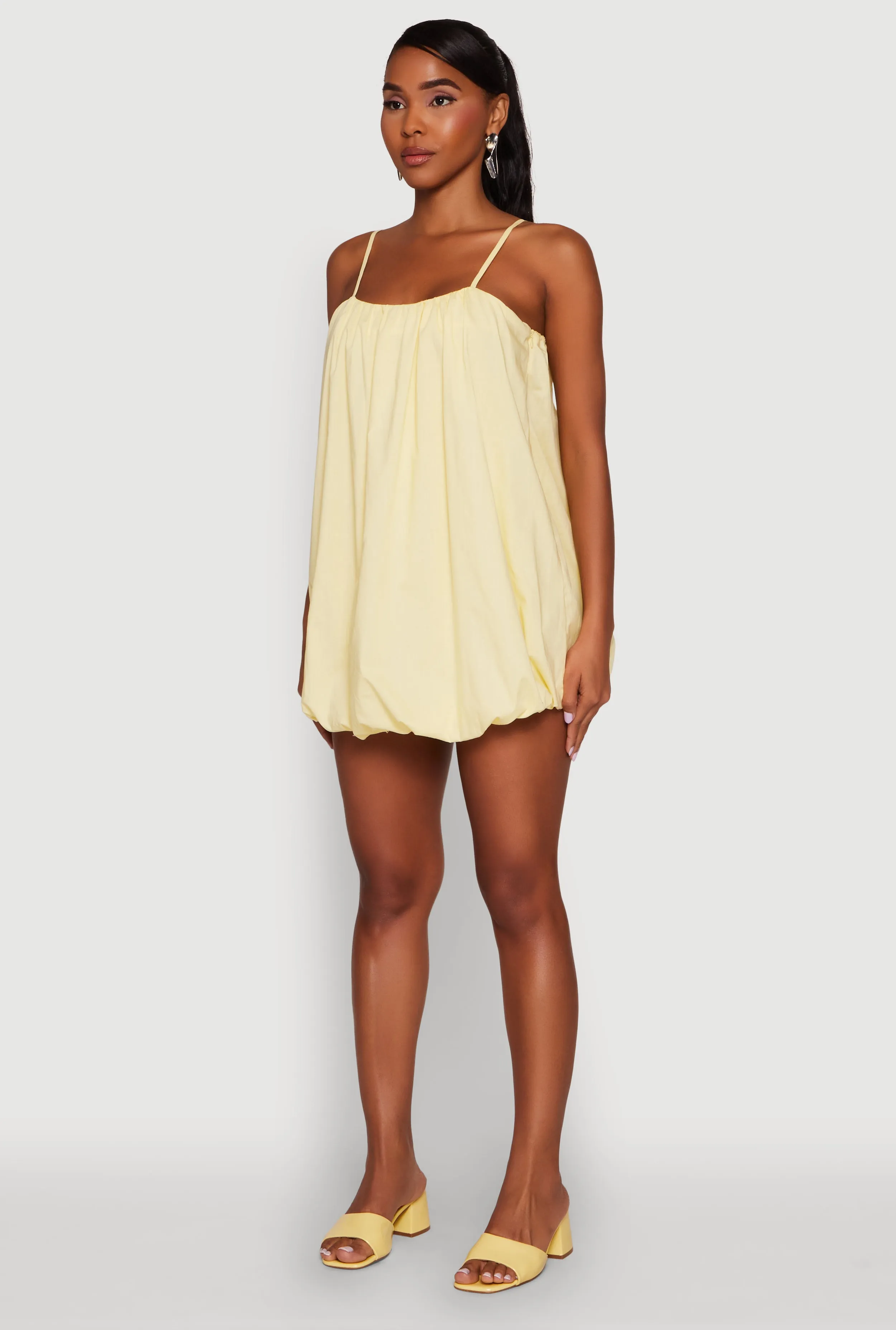 Trendy pick Versatile Wearable Chic Poplin Bubble Hem Spaghetti Strap Dress
