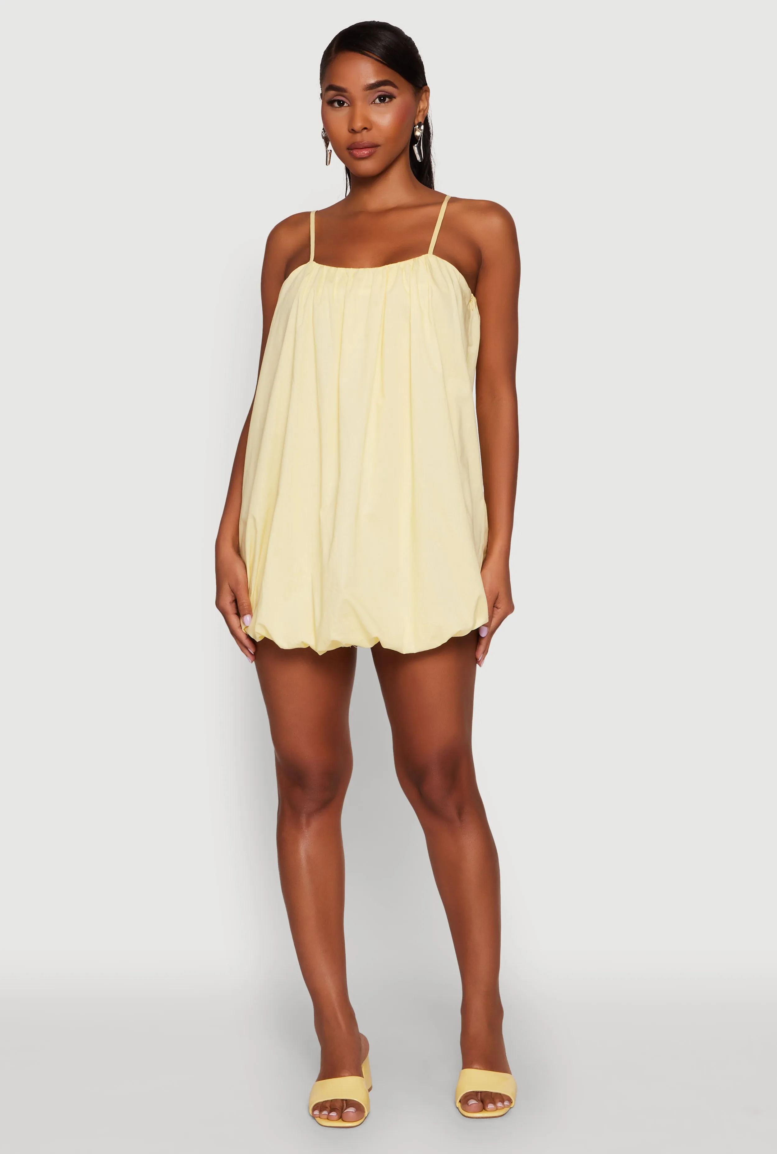Smooth Edge Bright Appeal Chic Poplin Bubble Hem Spaghetti Strap Dress
