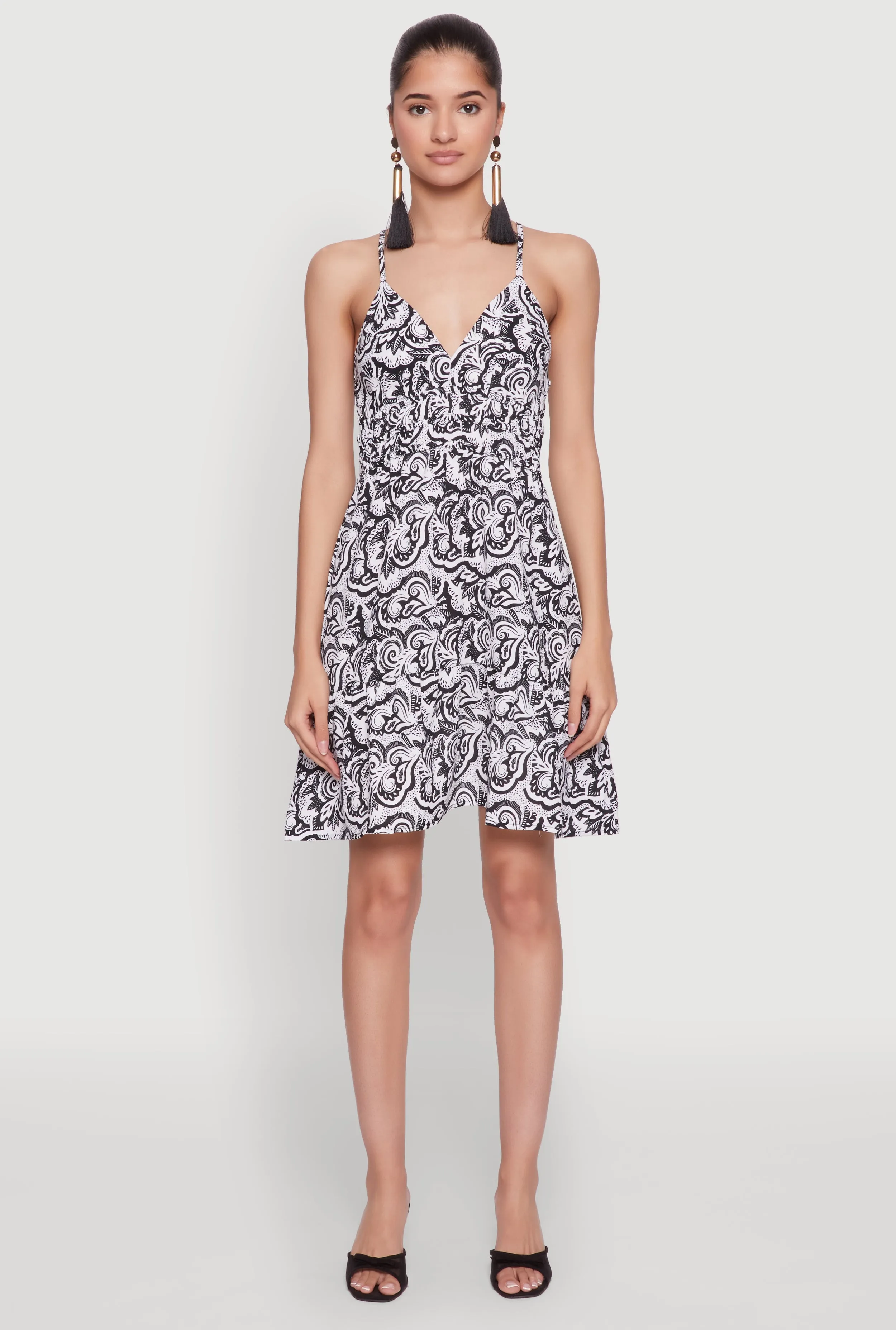 Pastel-Tone Aura Glow Chic Sleeveless Empire Waist V Neck Dress