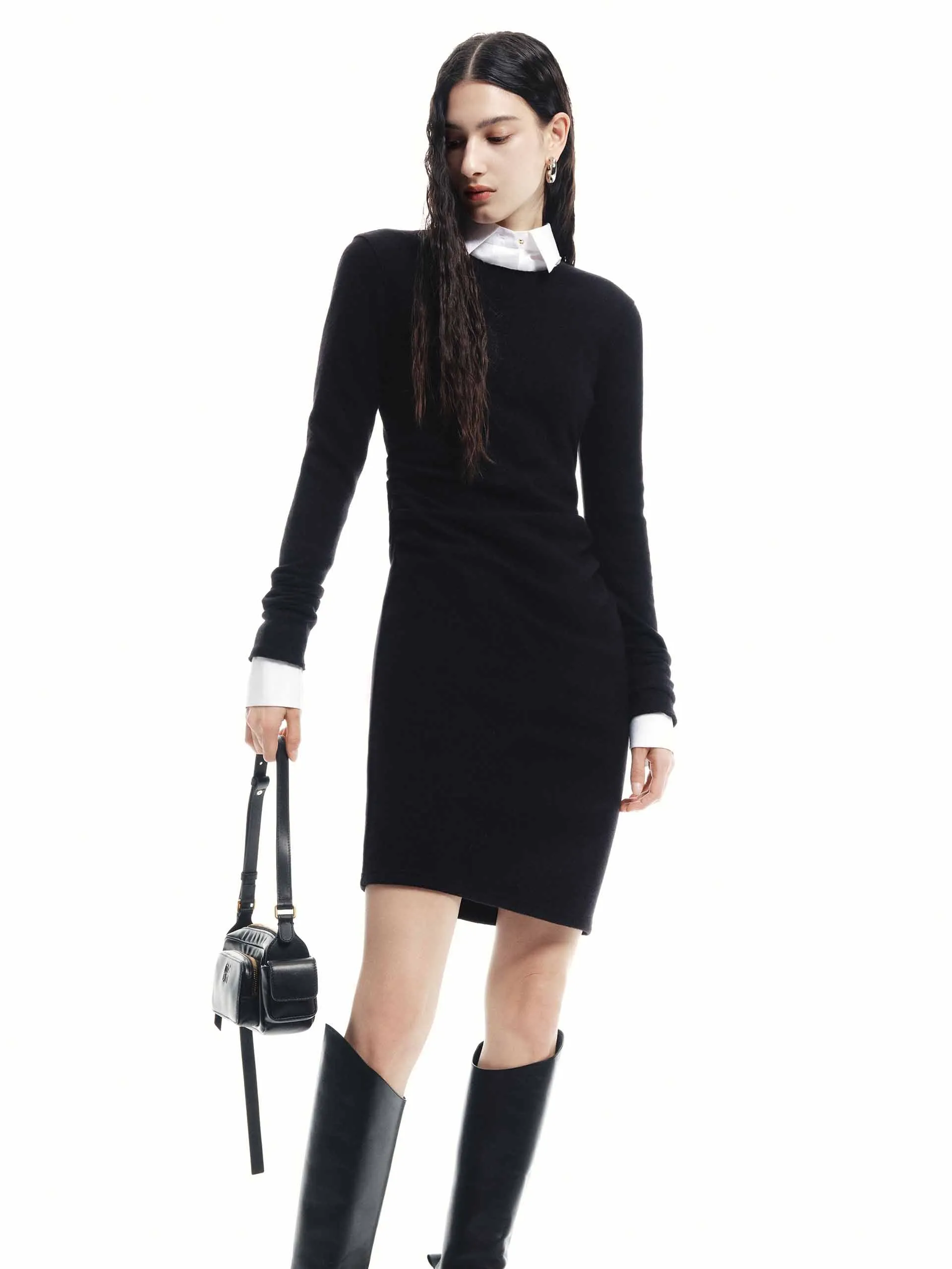 Mini Length Wool Dress Minimal Curve