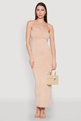 Soft Tone Elegant formal outfit Daisy Mineral Wash Maxi Tube Dress