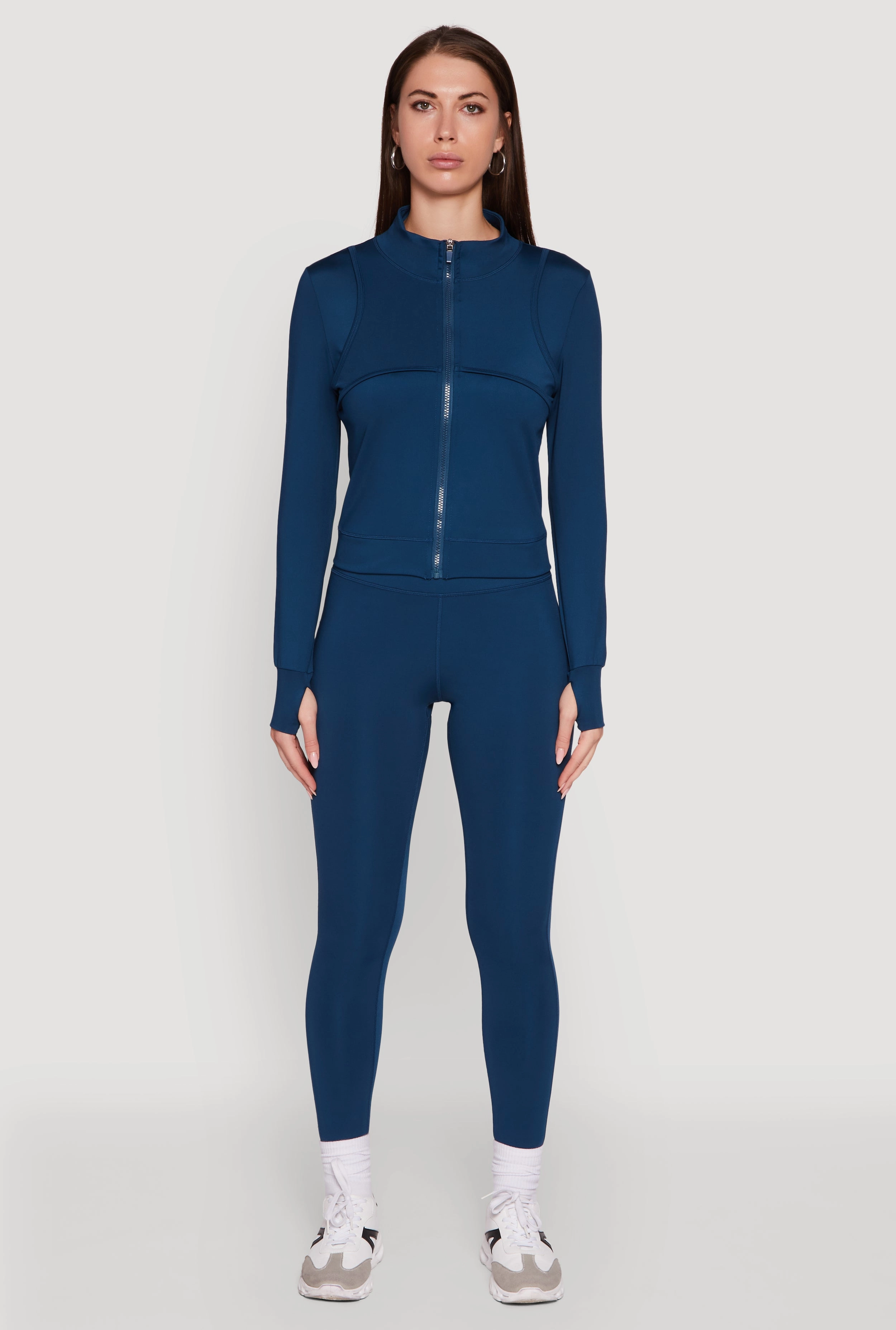 Waterproof Coating mesh ventilation Mock Neck Long Sleeve Activewear Jacket with Thumb Holes