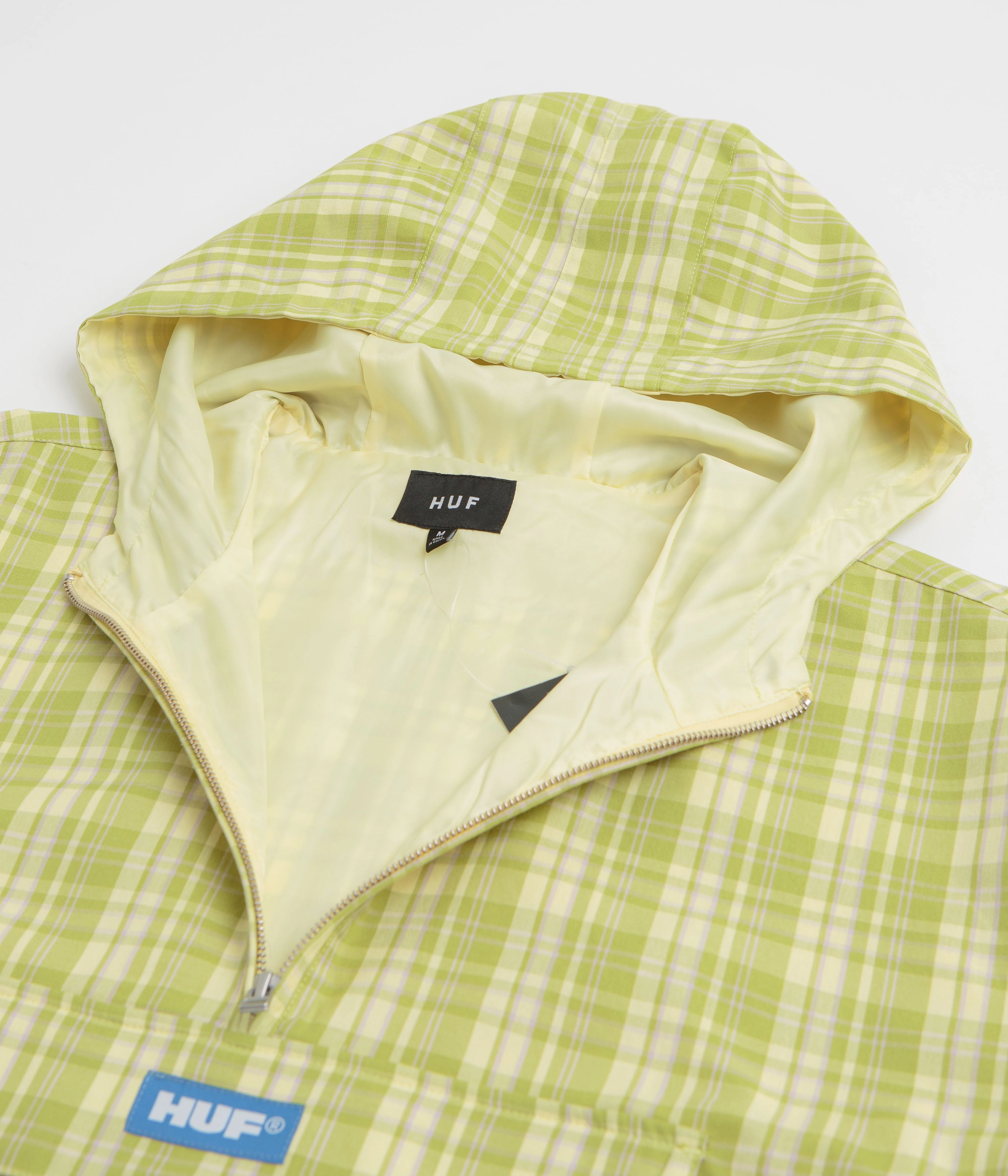 HUF Rivington Plaid Anorak 1/4 Zip Anorak - Tarragon Reinforced Collar Structure