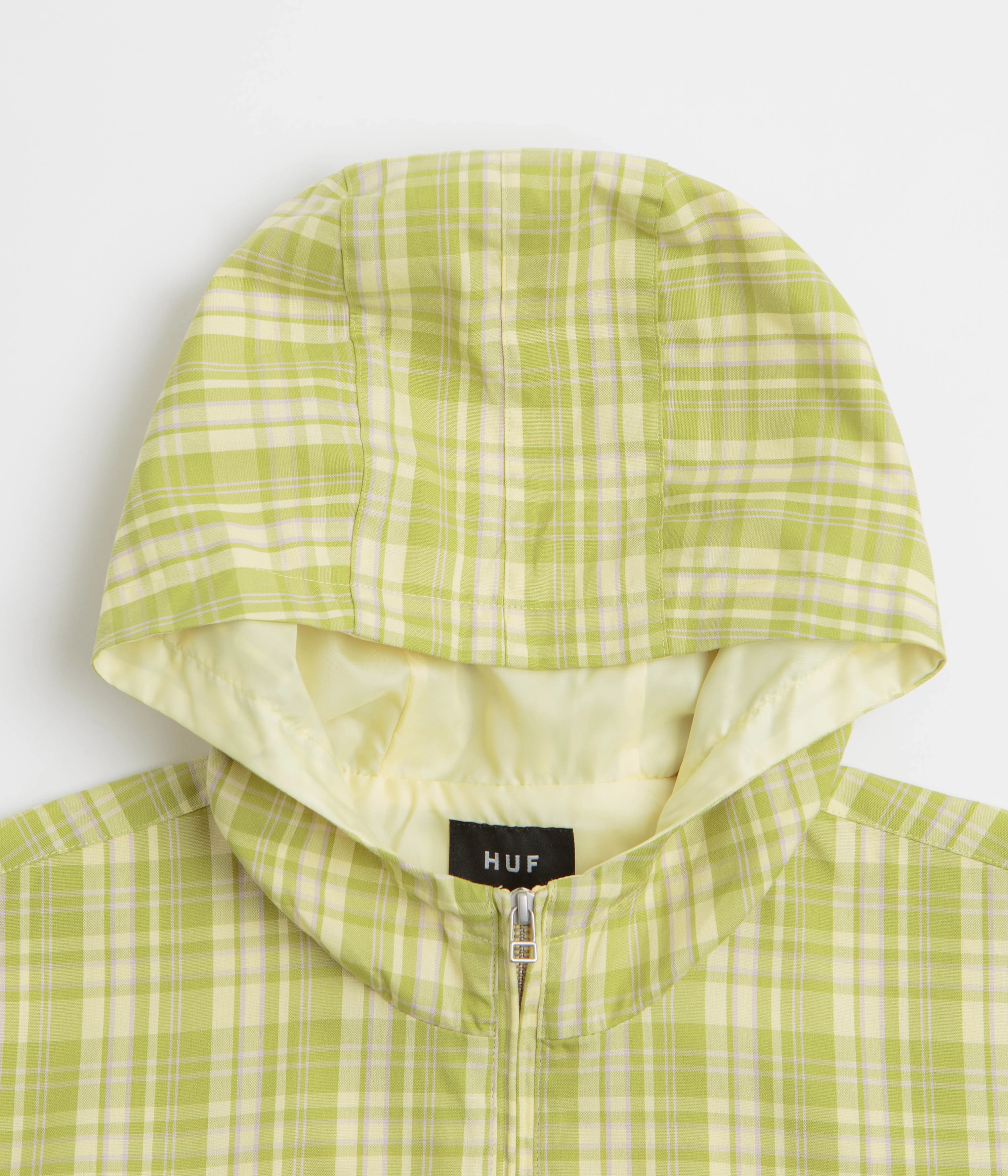 Multi Purpose Loops Zippered Vents HUF Rivington Plaid Anorak 1/4 Zip Anorak - Tarragon