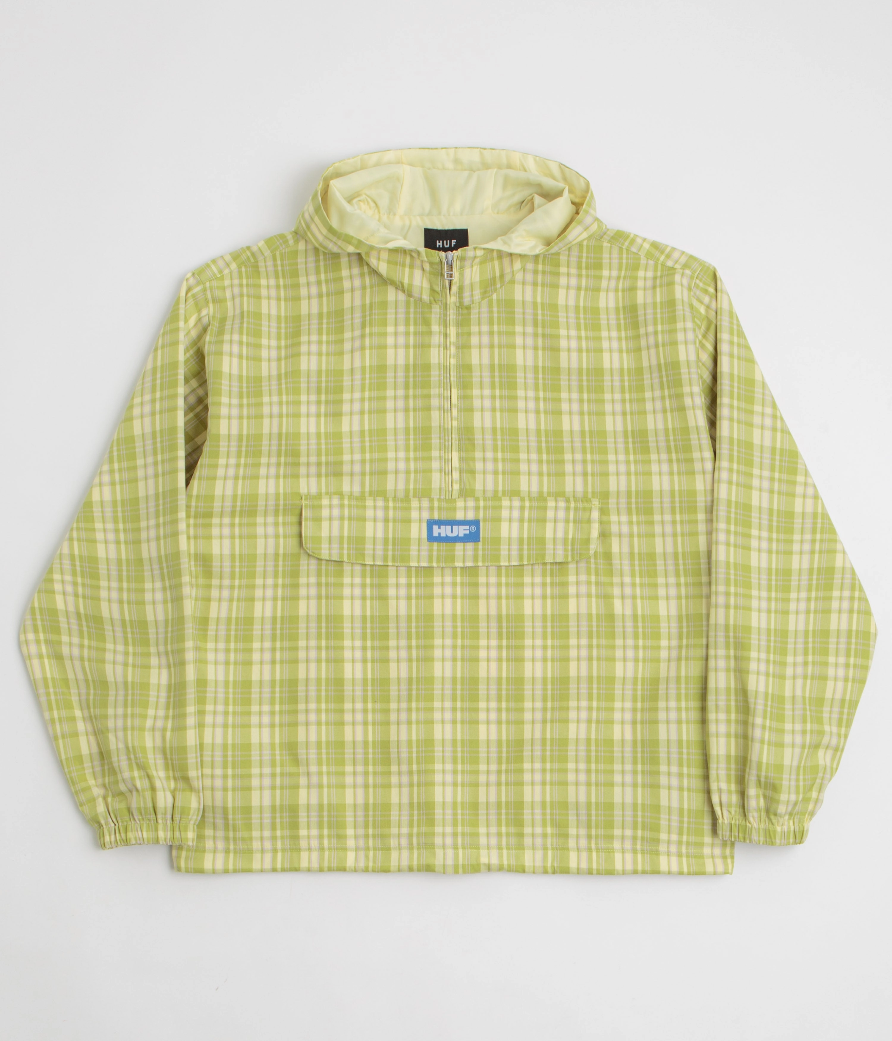 Reflective Bands HUF Rivington Plaid Anorak 1/4 Zip Anorak - Tarragon
