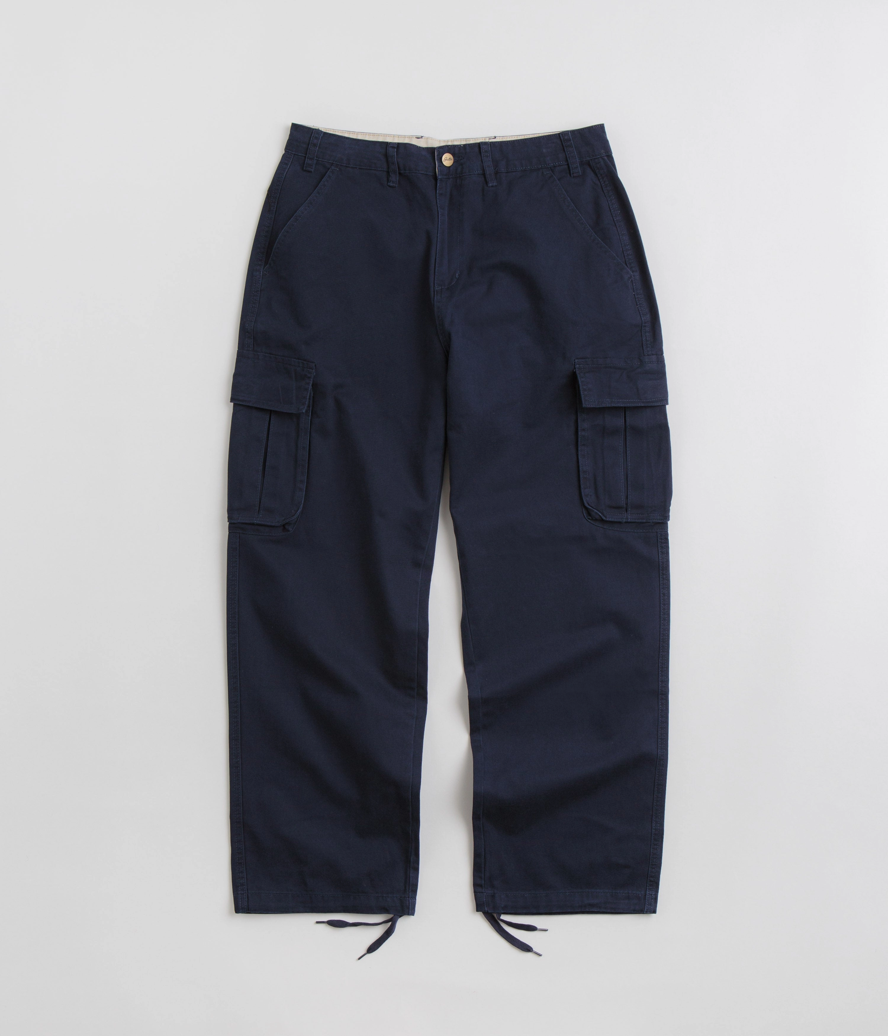 Butter Goods Field Cargo Pants - Navy Rubberized Hem Water resistant coating