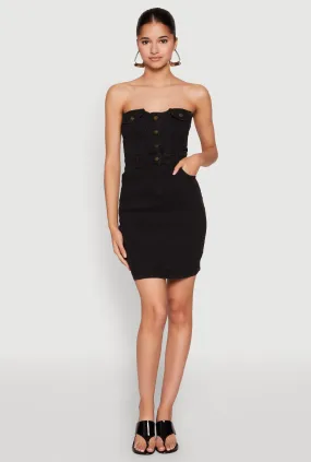 Versatile Cut Tear-resistant Haute Monde Strapless Denim Bodycon Mini Dress