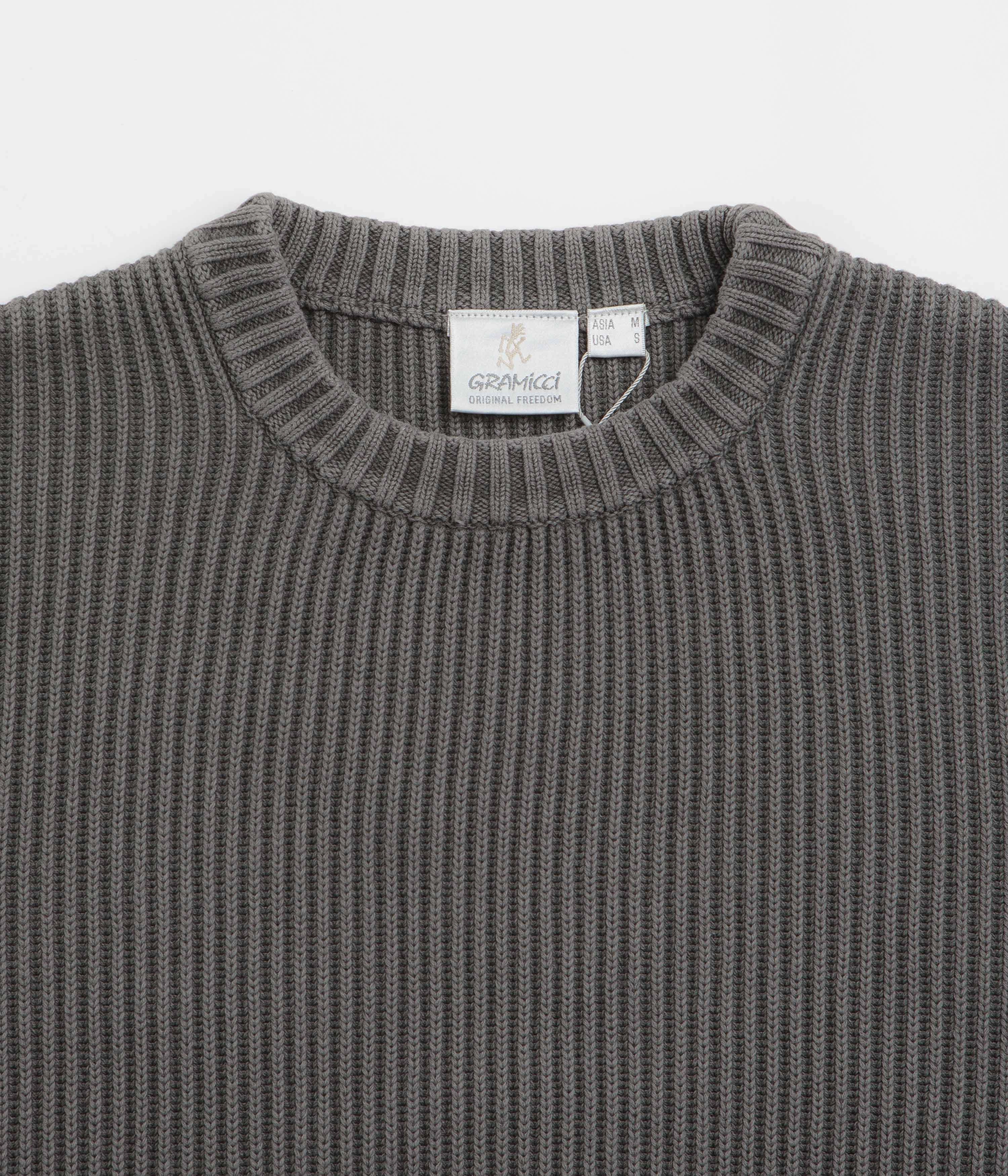 UV Protective Coating Comfy Vibes Gramicci Cotton Knit Crewneck Sweatshirt - Grey