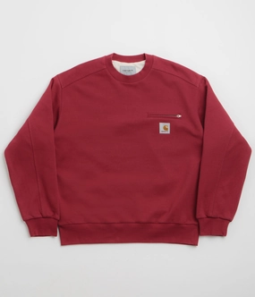 Carhartt Detroit Crewneck Sweatshirt - Scarlet Casual Chic fuzzy texture