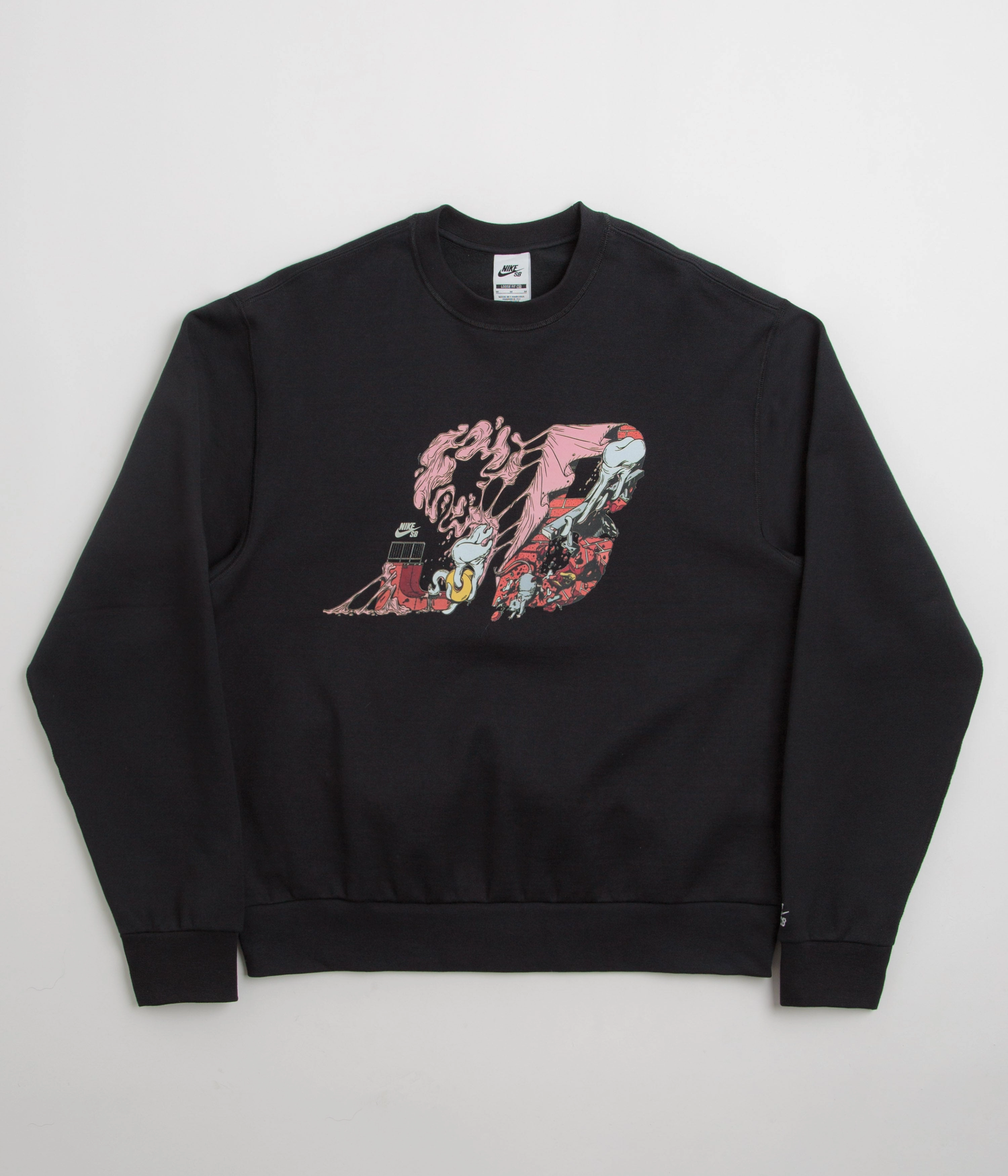 Nike SB Graphic Logo Crewneck Sweatshirt - Black / White Snuggle Look