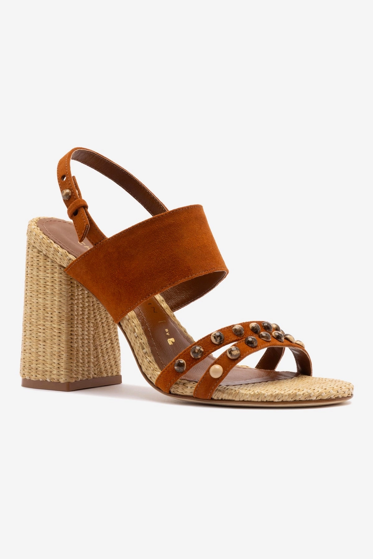 Weatherproof Coating Water Resistant Material Chloe Gosselin by Larroud?? Margot Sandal In Chestnut Suede and Natural Raffia