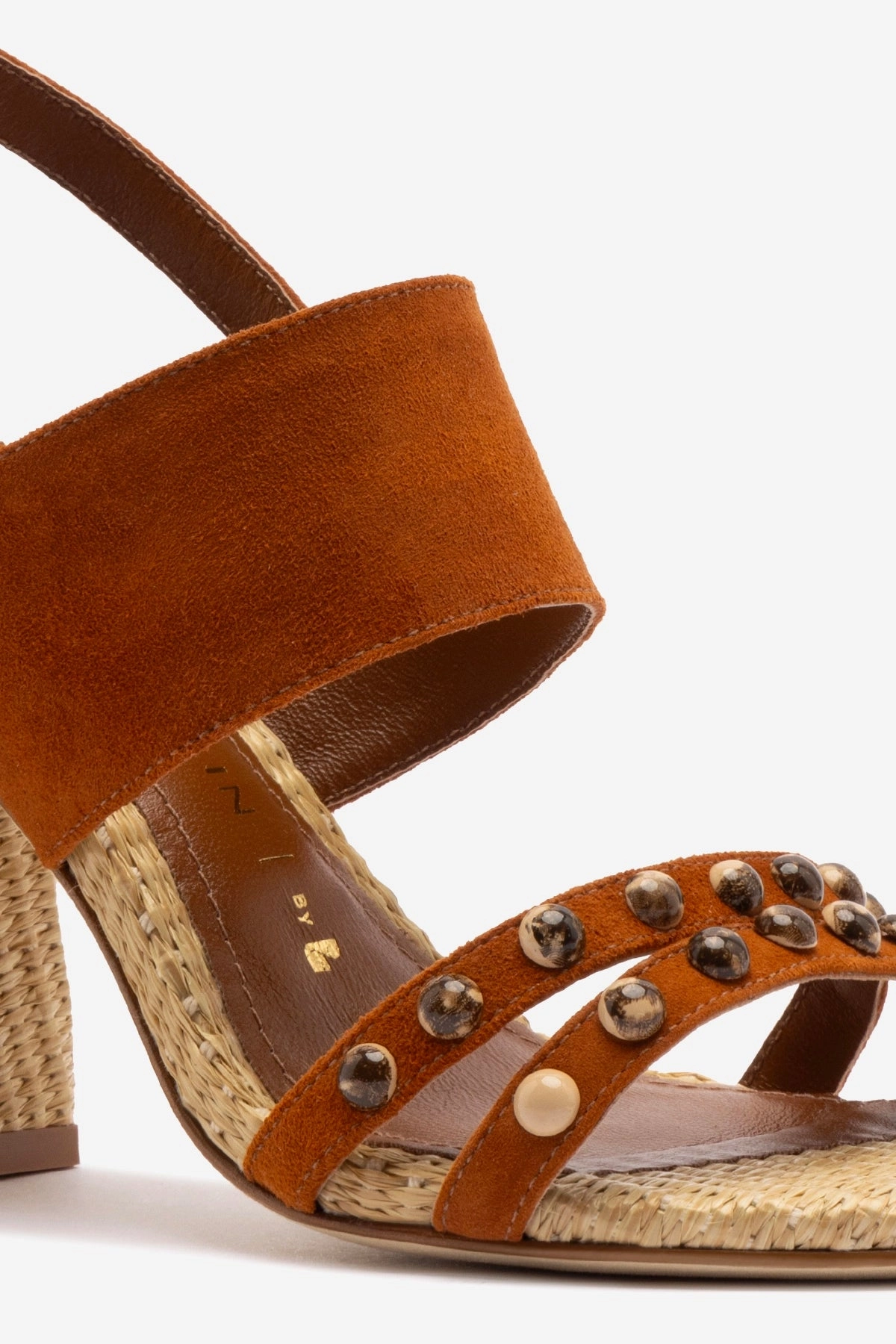 Quick Release Buckles cool shoes Chloe Gosselin by Larroud?? Margot Sandal In Chestnut Suede and Natural Raffia