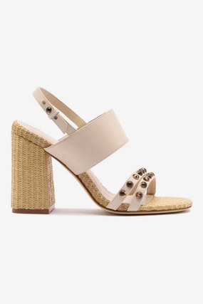 Sunday Best Layered Shock Pad Chloe Gosselin by Larroud?? Margot Sandal In Puff Cream Leather and Natural Raffia