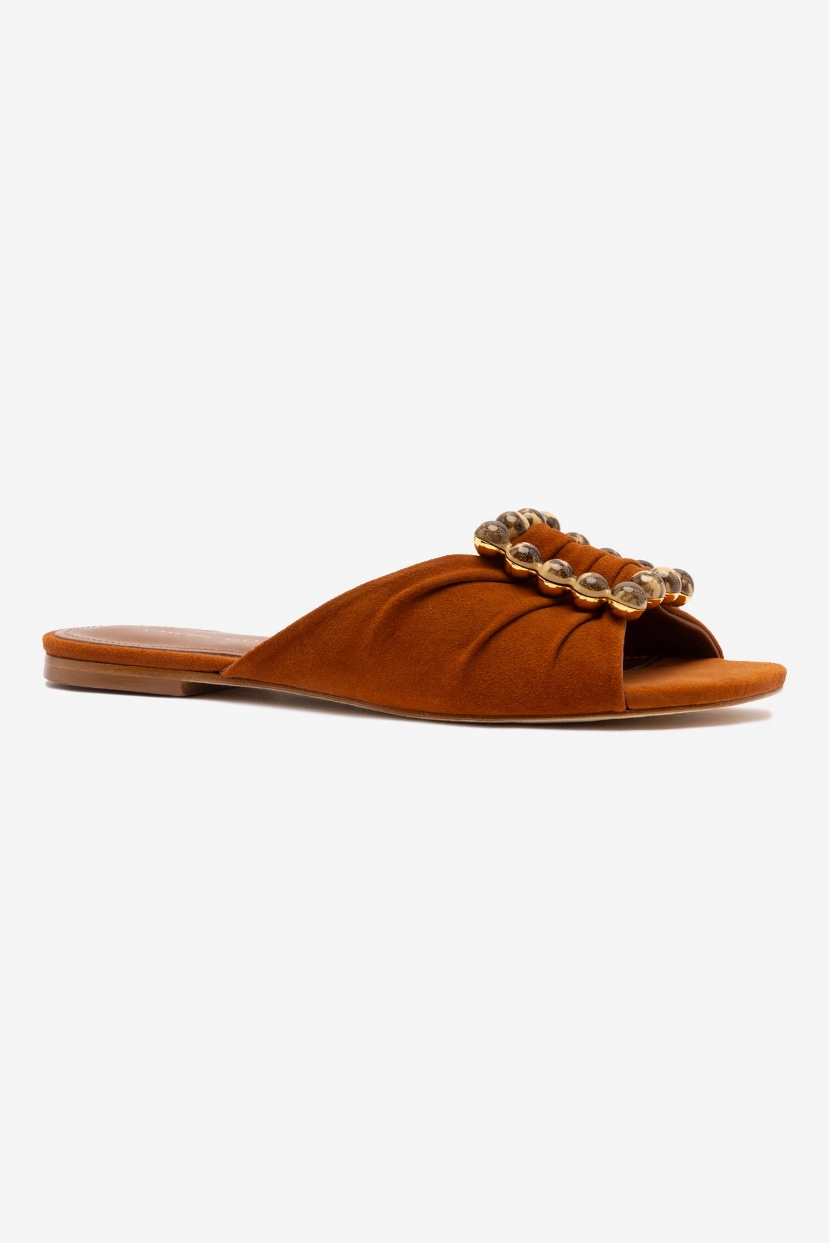 Chloe Gosselin by Larroud?? Nova Flat In Chestnut Suede Garden Glow