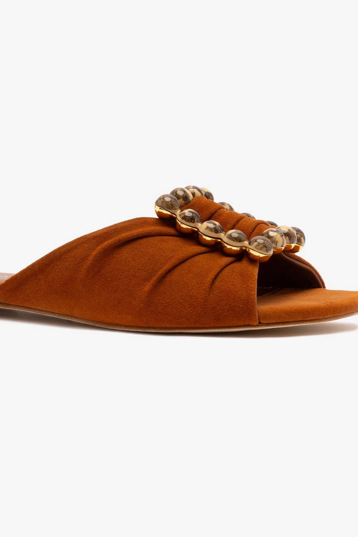 Chloe Gosselin by Larroud?? Nova Flat In Chestnut Suede Elastic Fit Secure fit