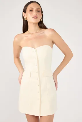 Perfect Stranger Luca Strapless Button Up Mini Dress Bone Tulle Air Chic Comfort Wear