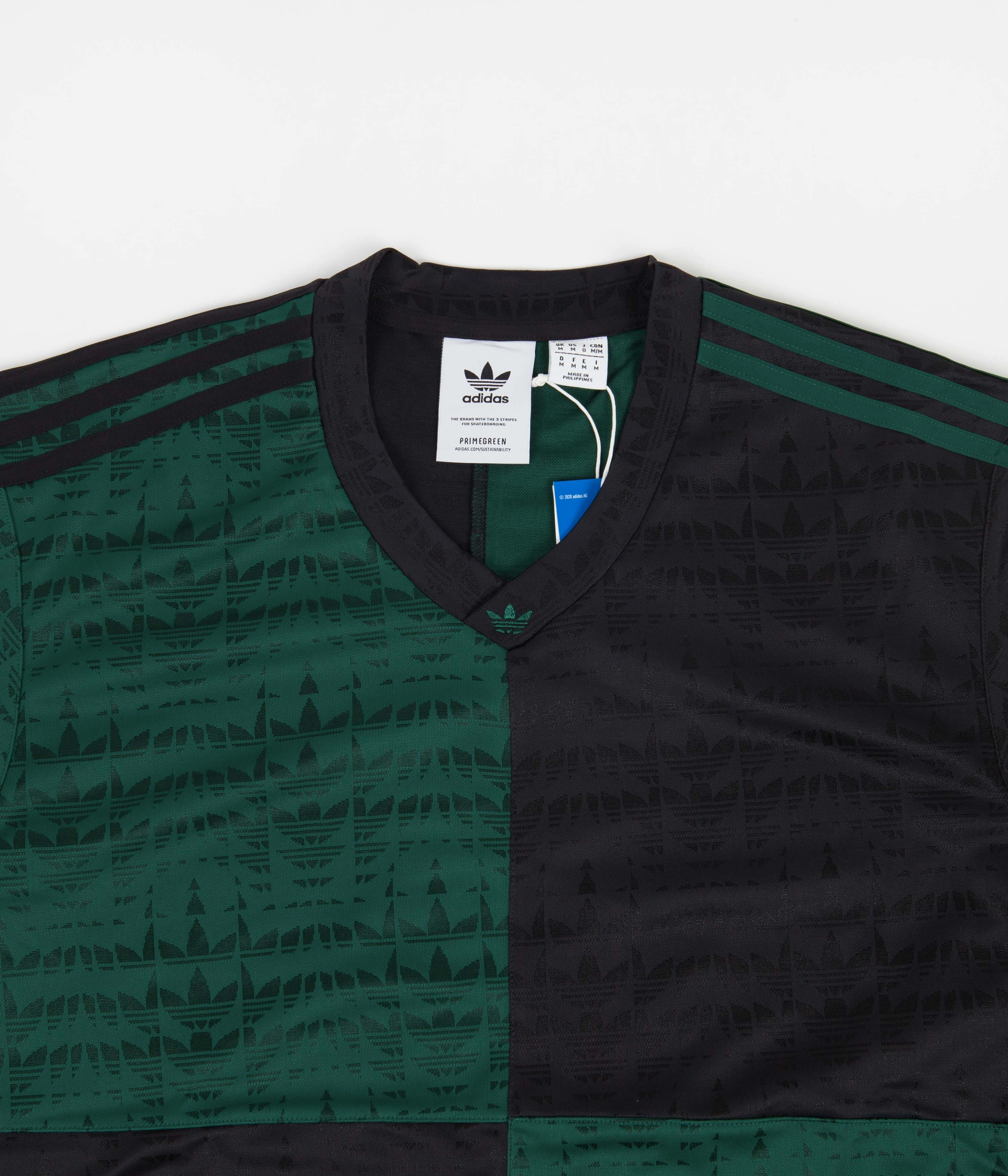 Adidas Checkered Club Long Sleeve Jersey - Collegiate Green / Black Bright Color Casual Chic Wear