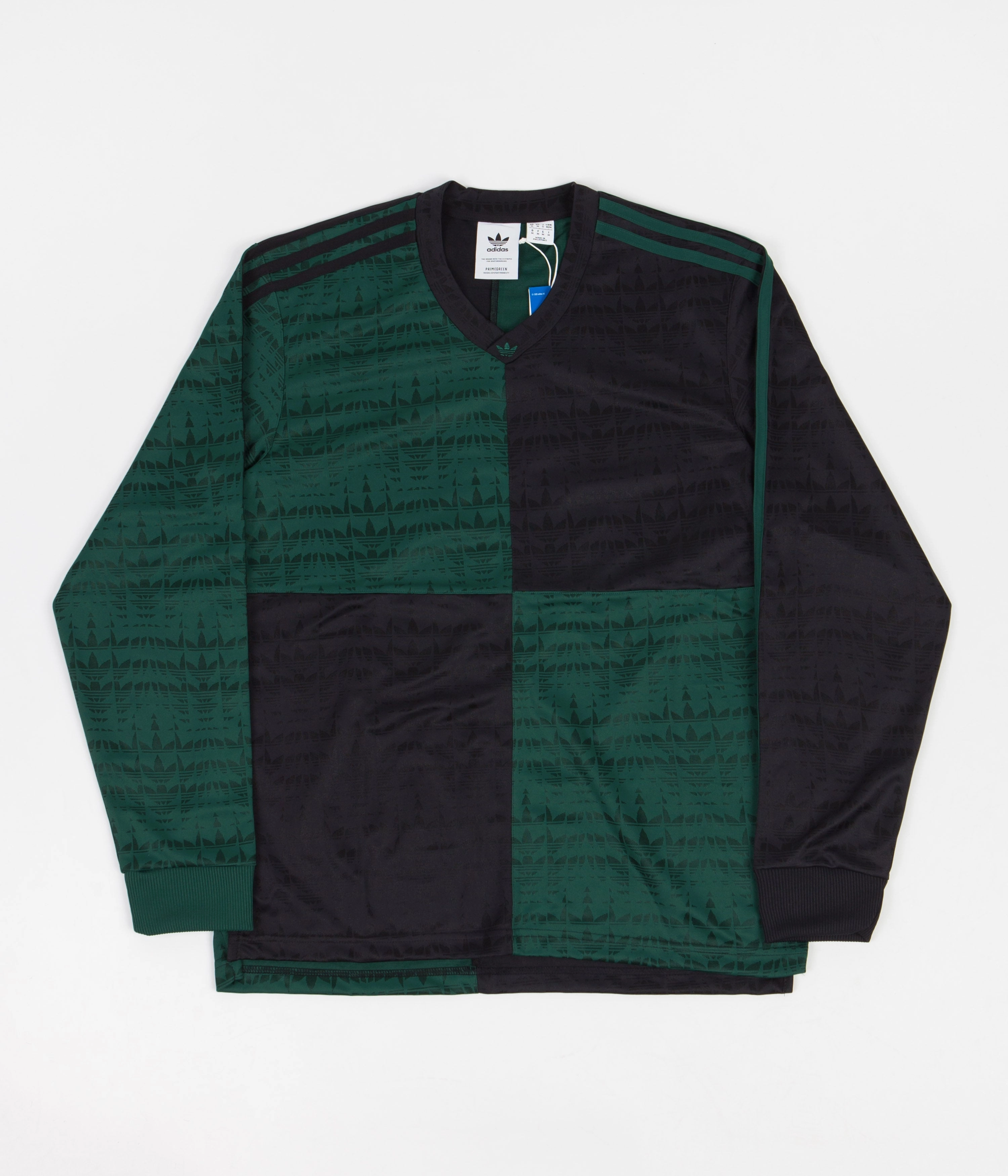 Breathable Material Adidas Checkered Club Long Sleeve Jersey - Collegiate Green / Black
