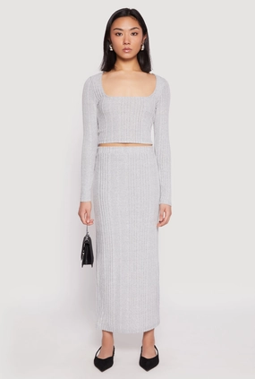 Soft Outfit Iconic Style Almost Famous Brushed Knit Maxi Skirt