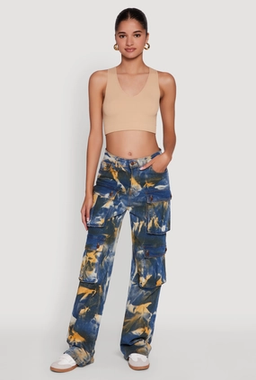 Minimalist Rainy Day Vintage Lover Stylish Fit Daisy High Waisted Straight Leg Jeans with Cargo Pockets