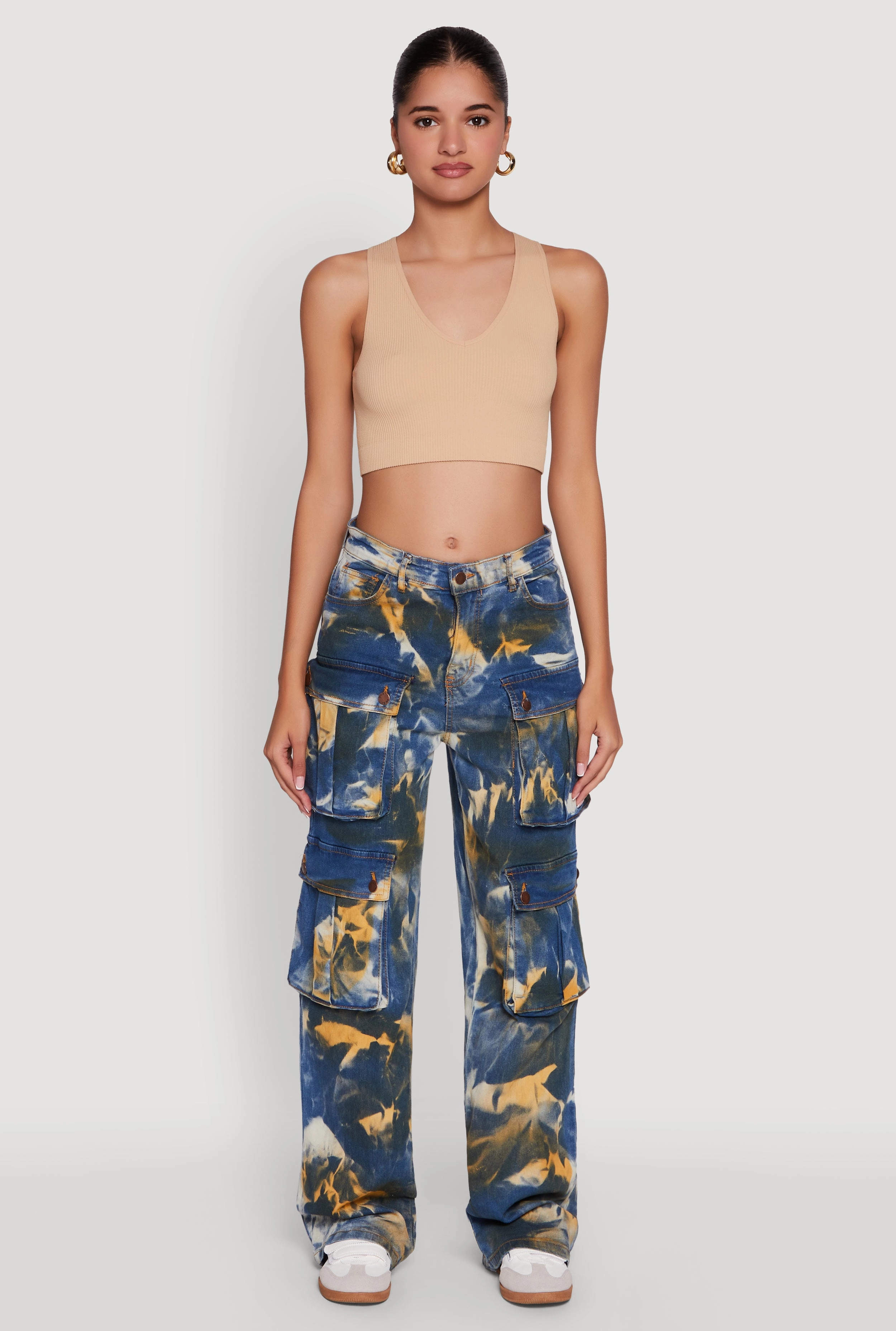 Base Layer Casual Smart Casual Unisex Wear Daisy High Waisted Straight Leg Jeans with Cargo Pockets