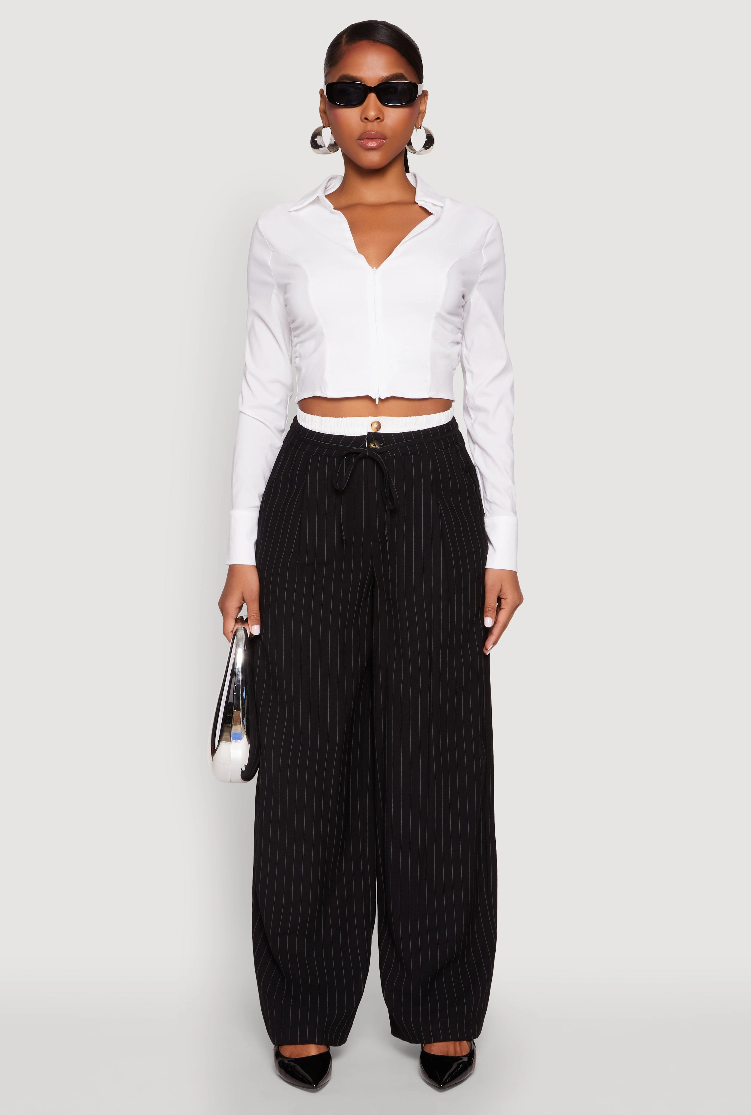 Iris Zip Front Cropped Shirt Durable Hem Finishing