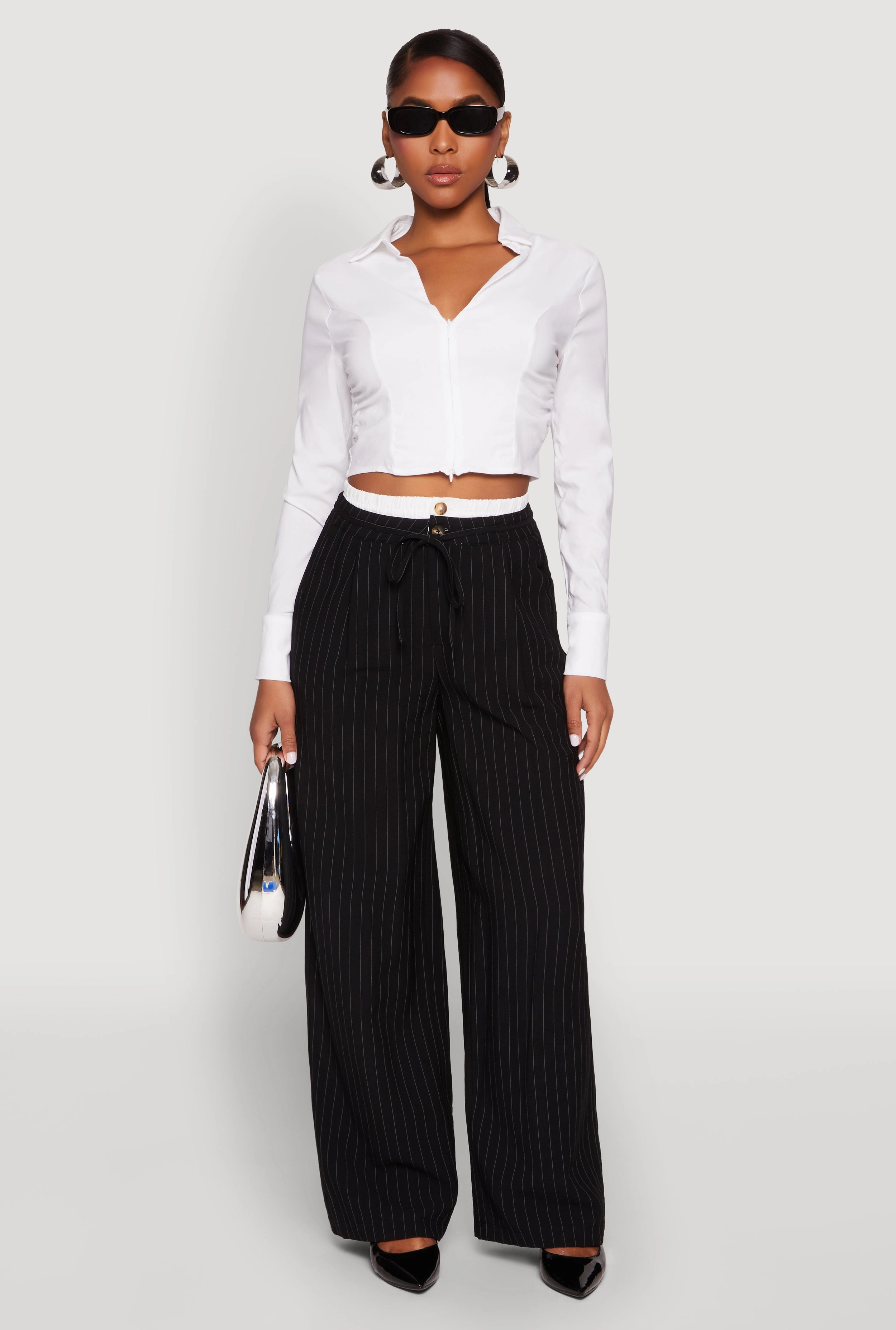 Iris Zip Front Cropped Shirt Forest trail