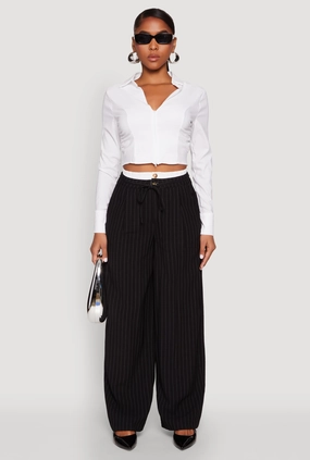 Iris Zip Front Cropped Shirt Durable Hem Finishing