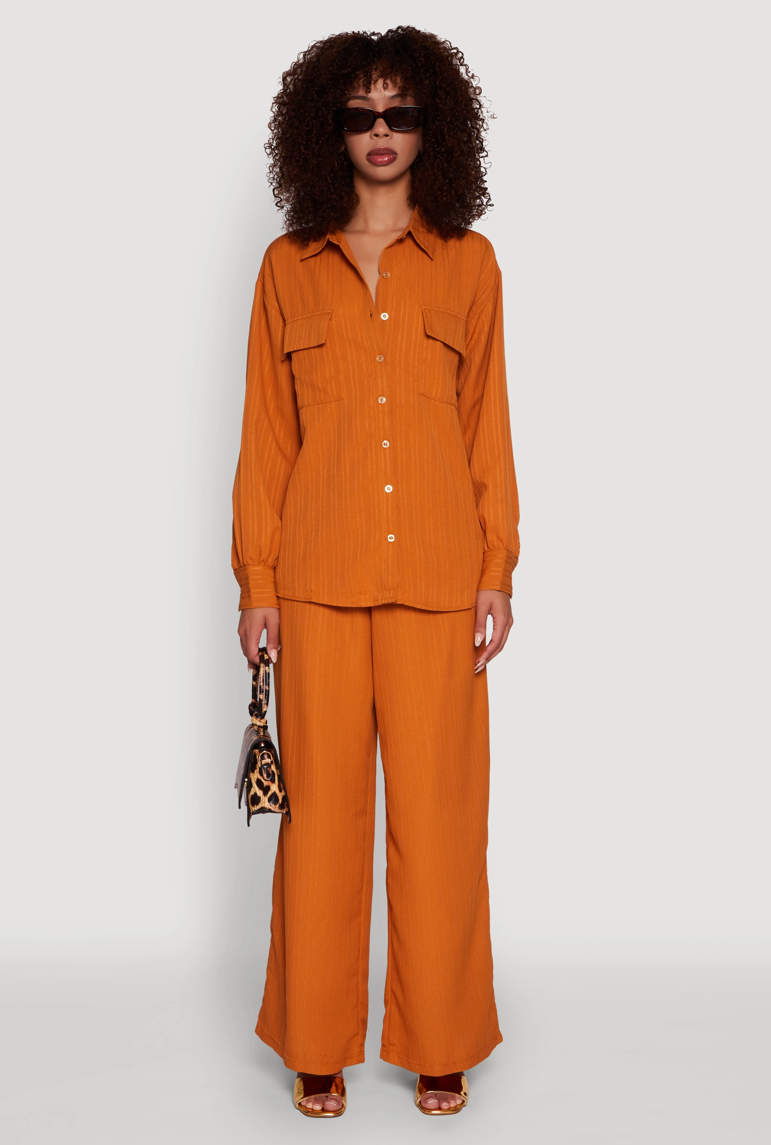 Pockets available game Iris Shadow Stripe Textured Knit Button Front Shirt
